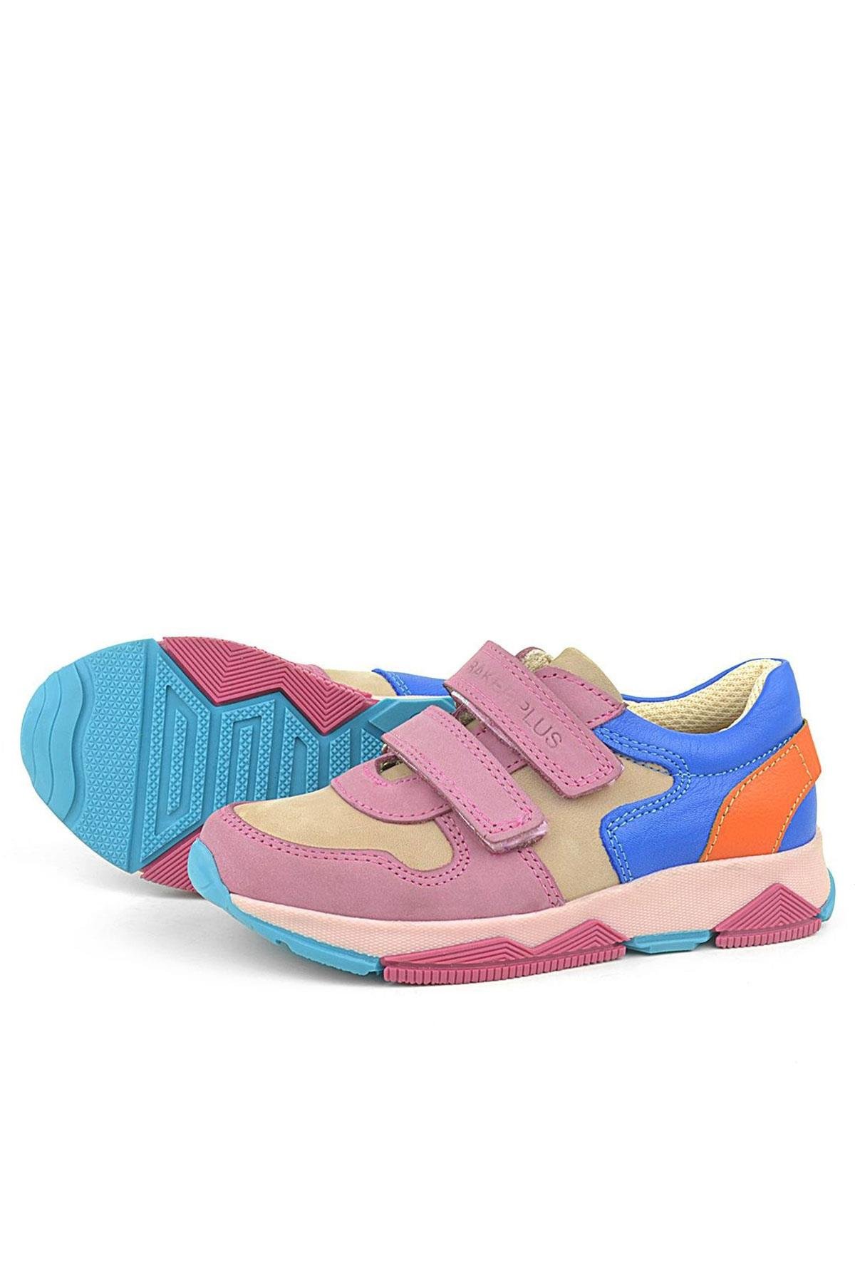 Hakiki Deri Pembe Çocuk Sneakers Spor Ayakkabı - Görsel 6