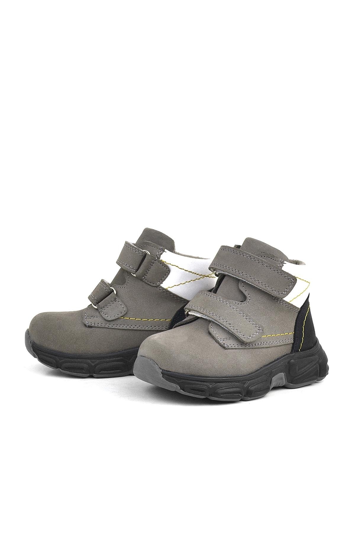 Hakiki Deri Gri Nubuk Bebek Spor Bot Ayakkabı - Görsel 5