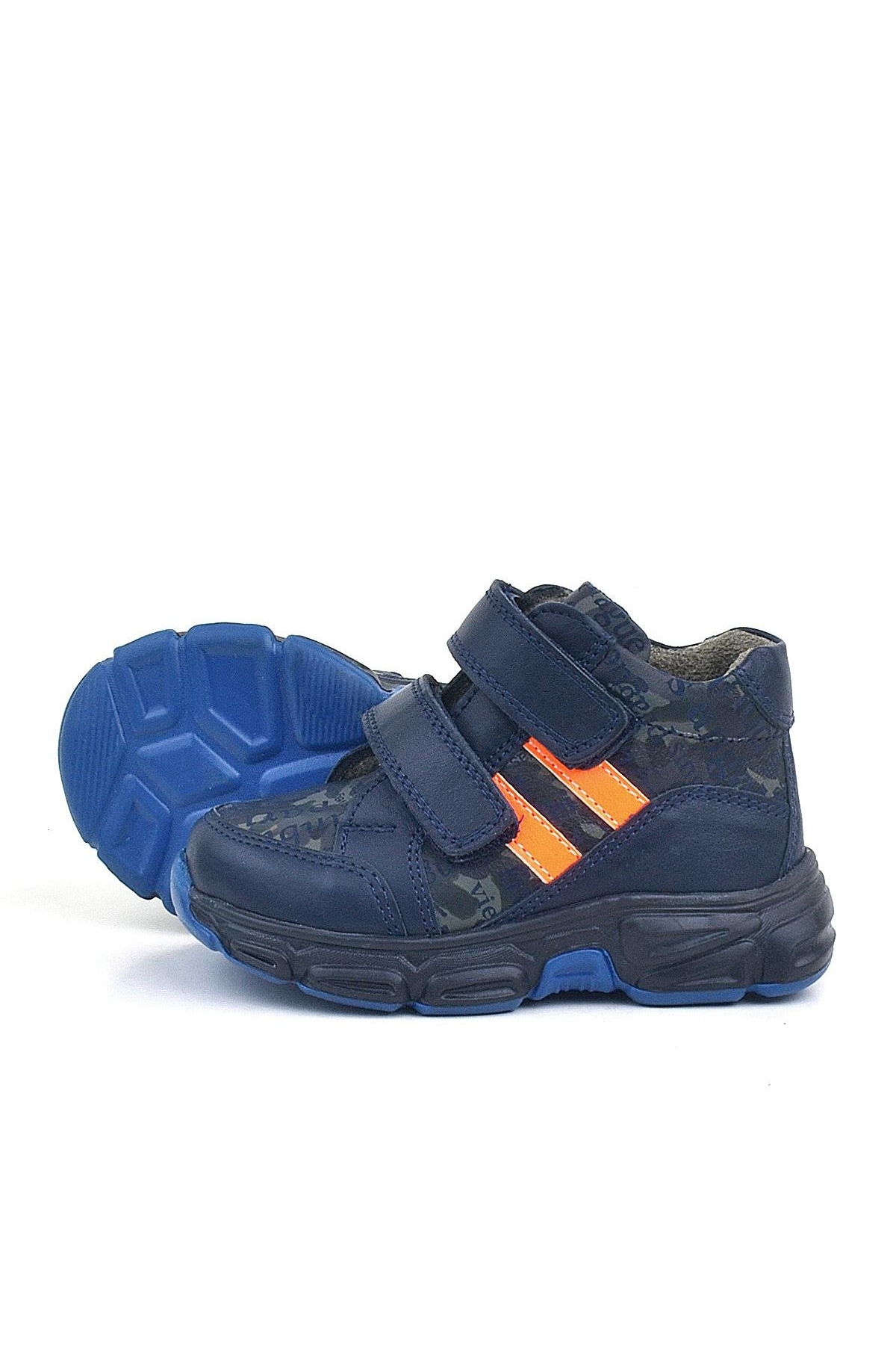 Hakiki Deri Lacivert Turuncu Bebek Spor Bot Ayakkabı - Görsel 6