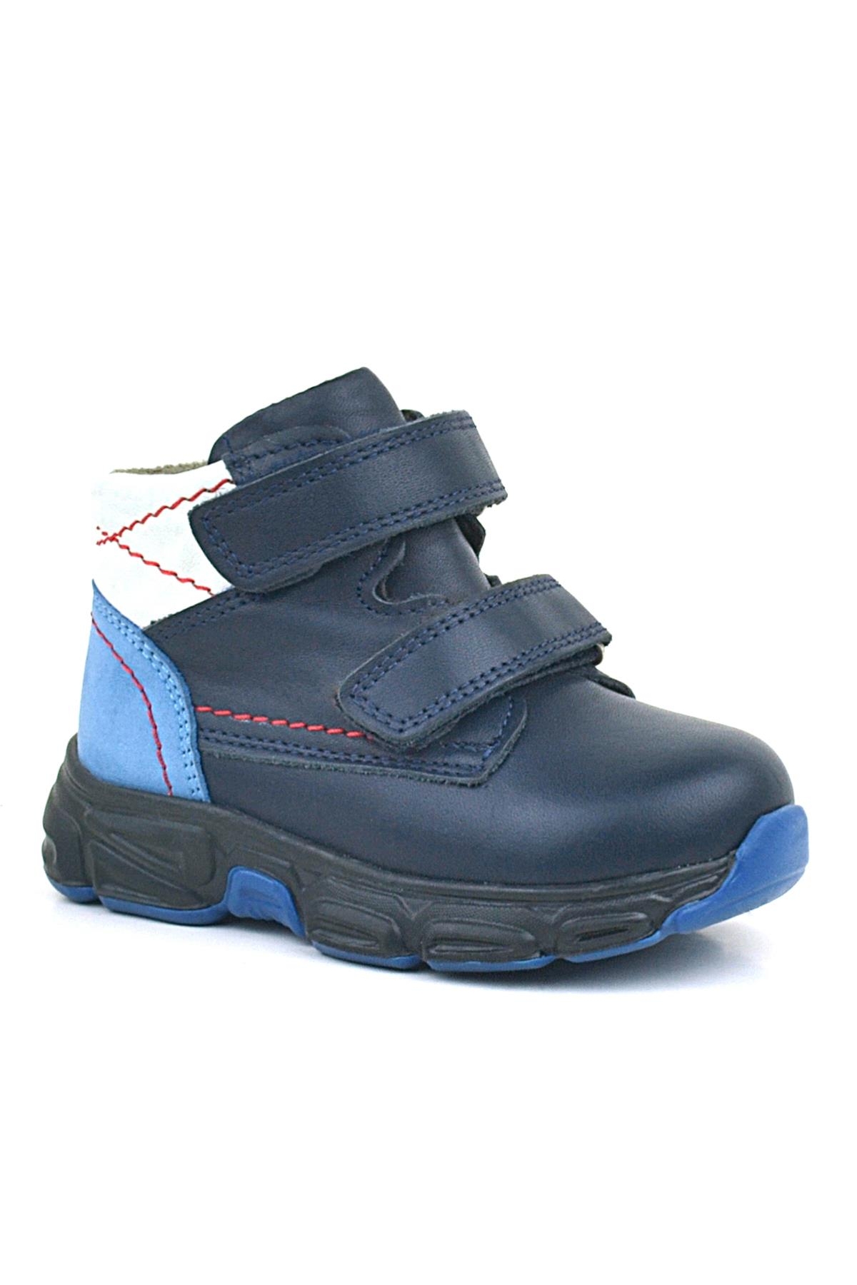 Hakiki Deri Lacivert Cilt Kürklü Bebek Spor Bot Ayakkabı - Görsel 2