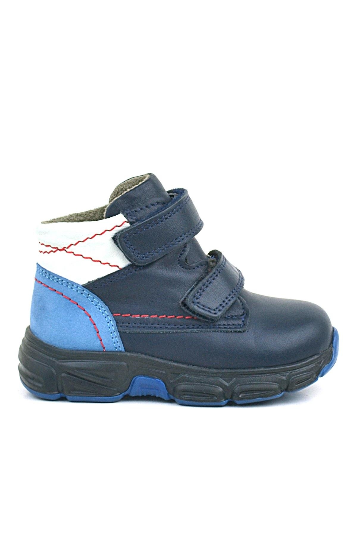 Hakiki Deri Lacivert Cilt Kürklü Bebek Spor Bot Ayakkabı - Görsel 3