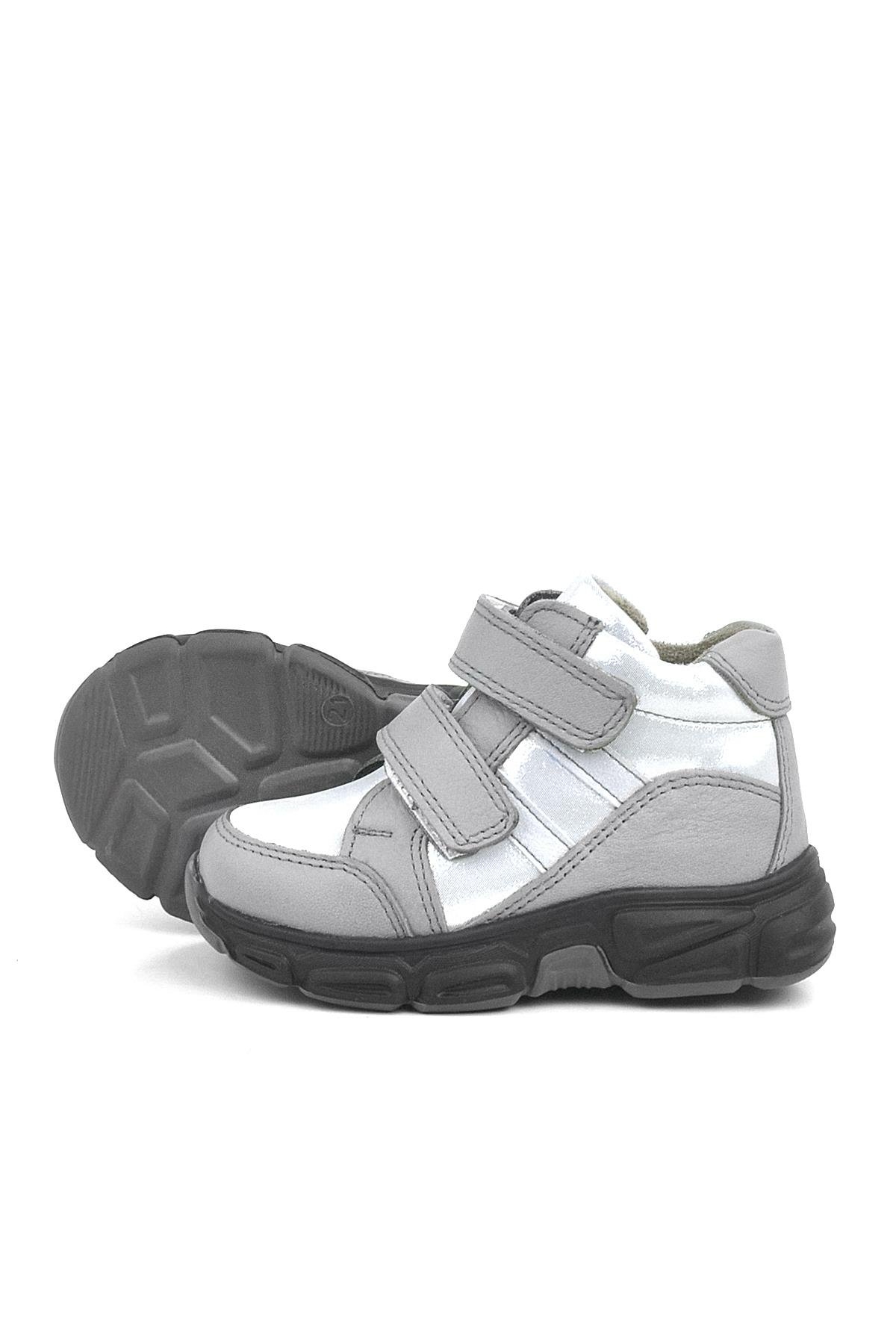 Hakiki Deri Gümüş Simli Cırtlı Kız Bebek Bot Ayakkabı - Görsel 6