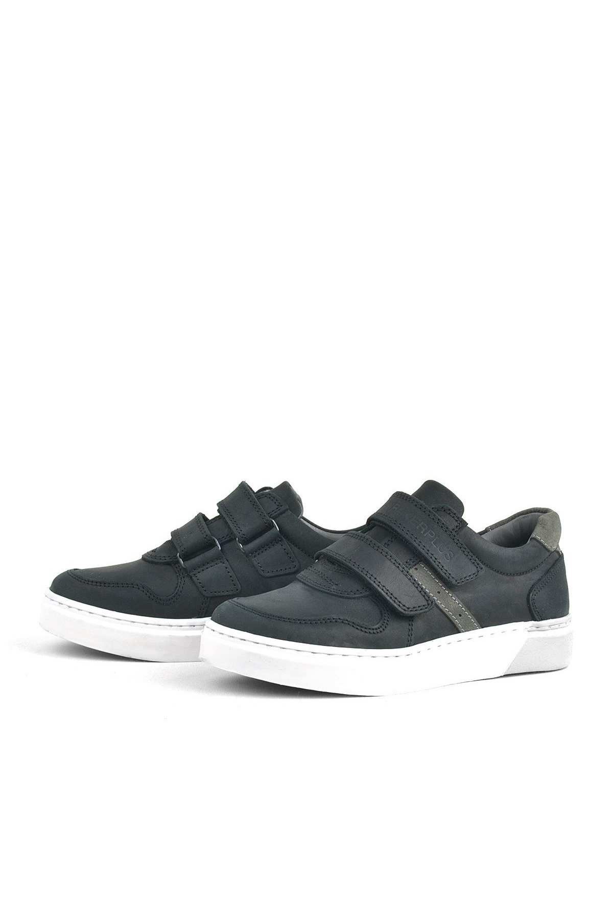 Hakiki Deri Siyah Cırtlı Erkek Çocuk Sneaker - Görsel 5