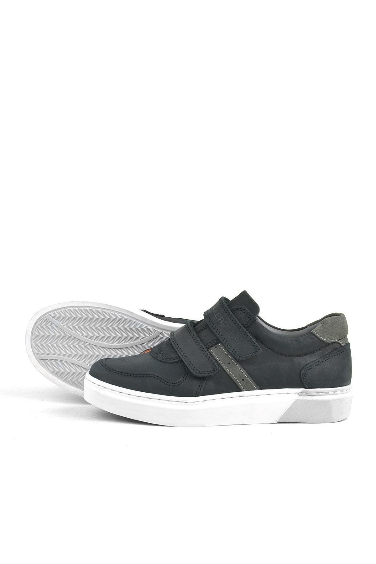 Hakiki Deri Siyah Cırtlı Erkek Çocuk Sneaker - Görsel 6