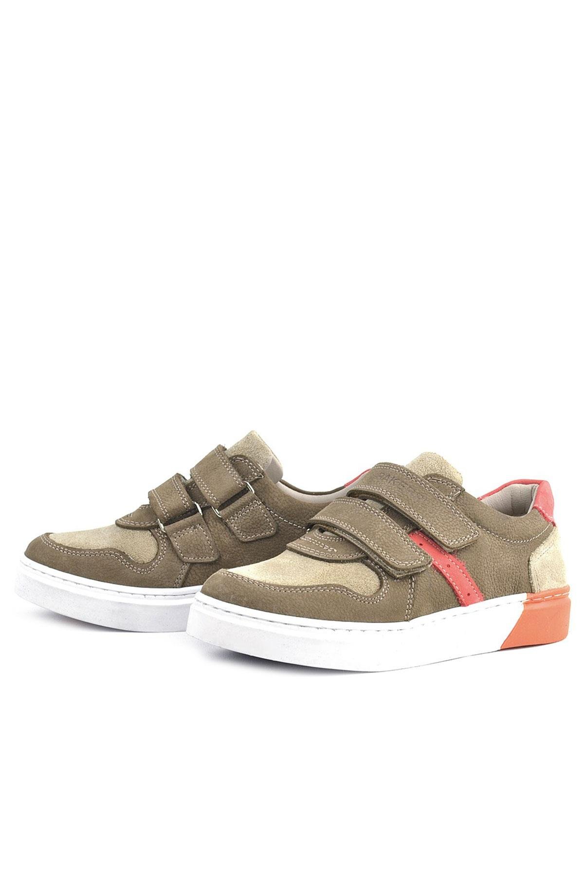 Hakiki Deri Kum Rengi Cırtlı Erkek Çocuk Sneaker - Görsel 5