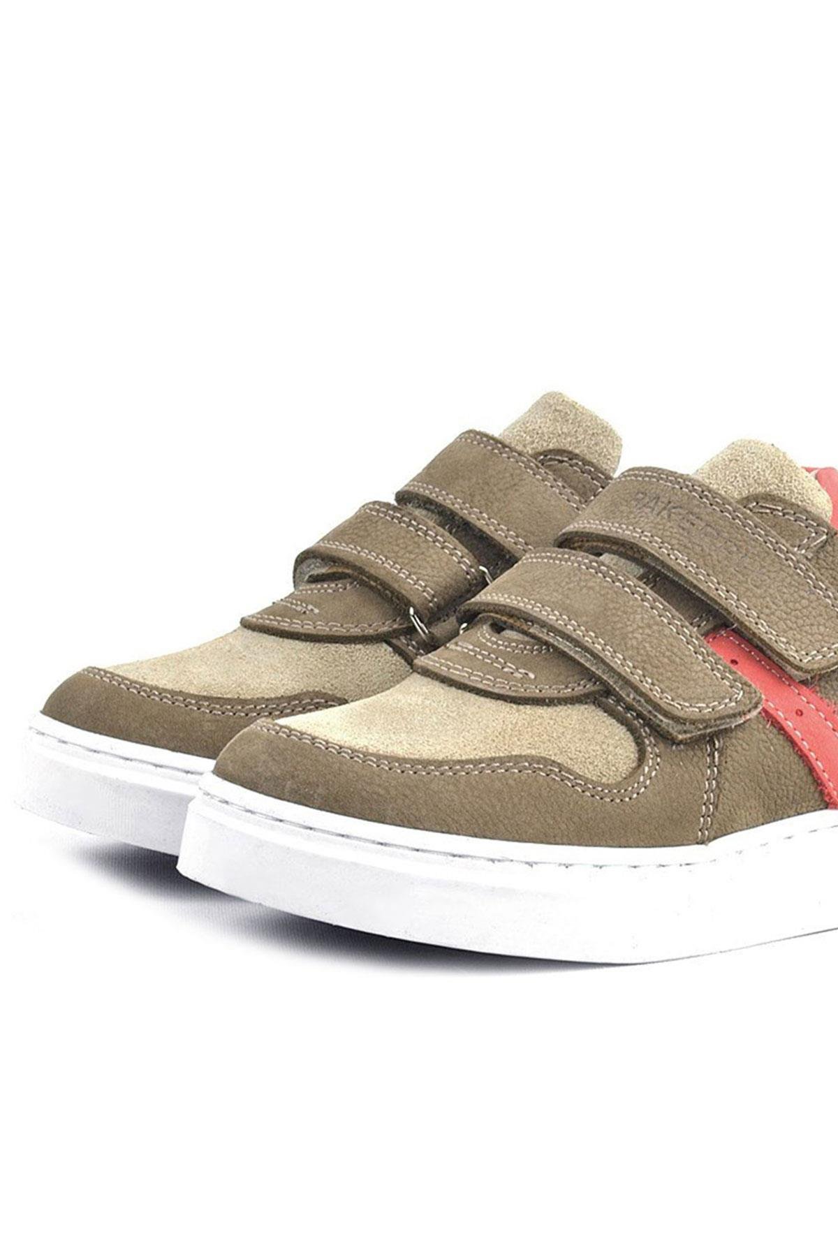 Hakiki Deri Kum Rengi Cırtlı Erkek Çocuk Sneaker - Görsel 7