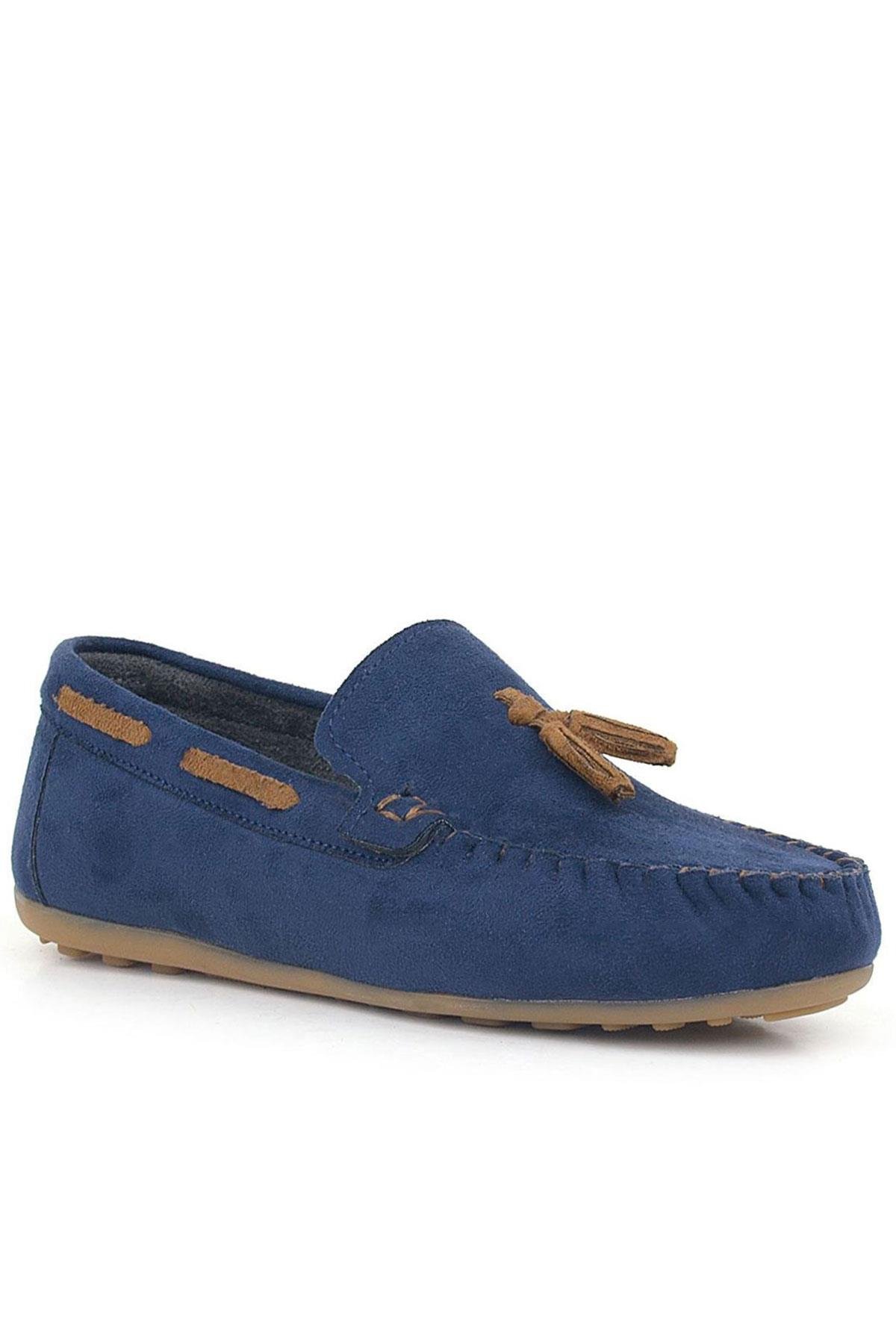 Lacivert Taba Süet Erkek Klasik Mokasen Ayakkabı - Görsel 3