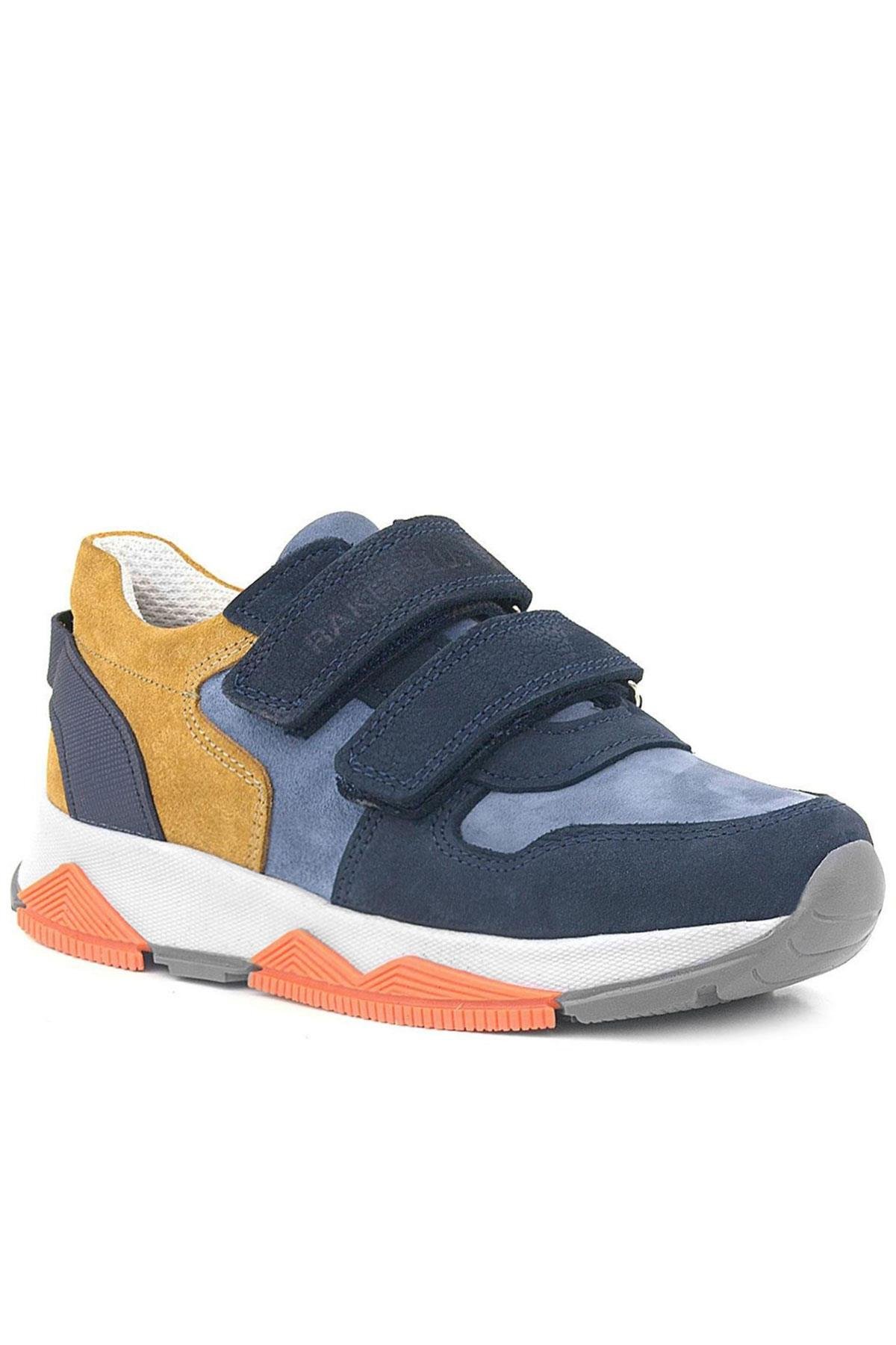 Hakiki Deri Lacivert Taba Çocuk Sneakers Spor Ayakkabı - Görsel 2