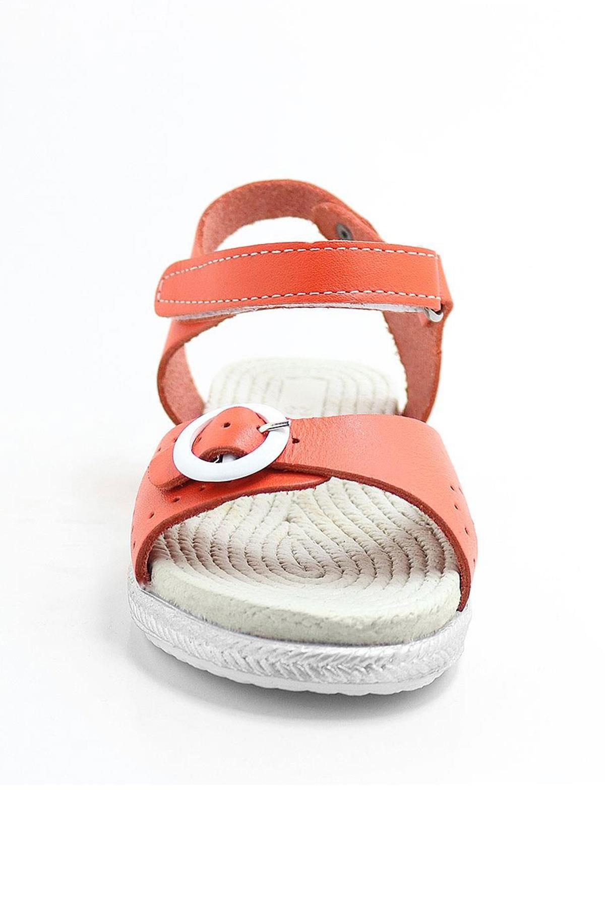 Artico Cariny Hakiki Deri Turuncu Kız Bebek Çocuk Sandalet - Görsel 3