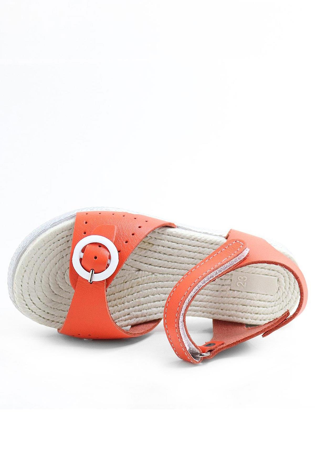 Artico Cariny Hakiki Deri Turuncu Kız Bebek Çocuk Sandalet - Görsel 4