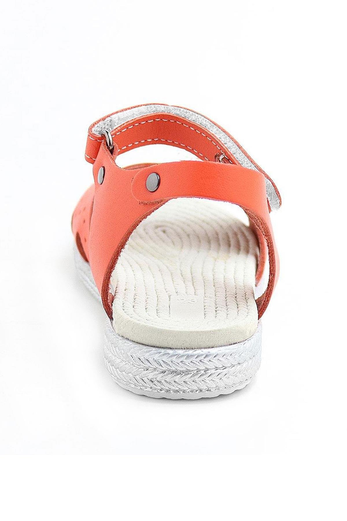 Artico Cariny Hakiki Deri Turuncu Kız Bebek Çocuk Sandalet - Görsel 5