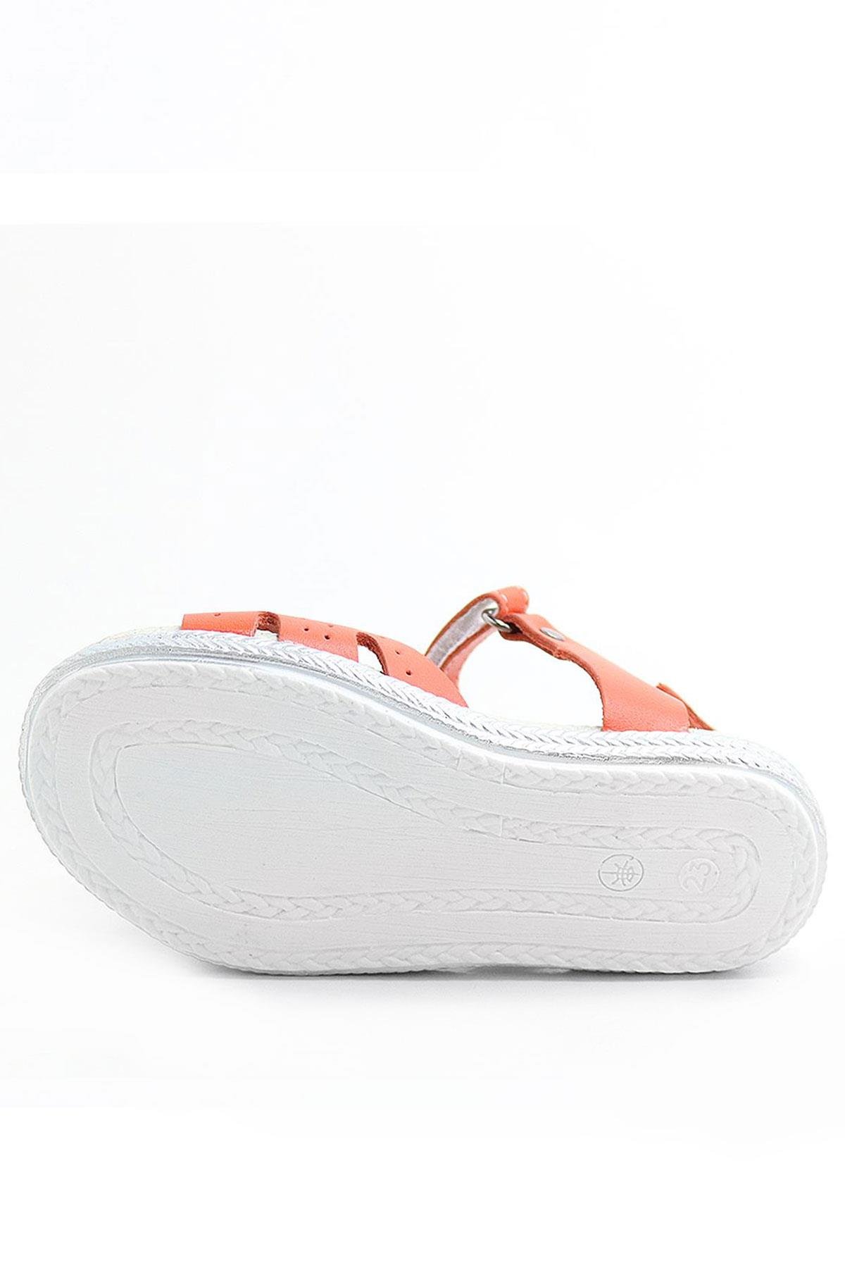 Artico Cariny Hakiki Deri Turuncu Kız Bebek Çocuk Sandalet - Görsel 6