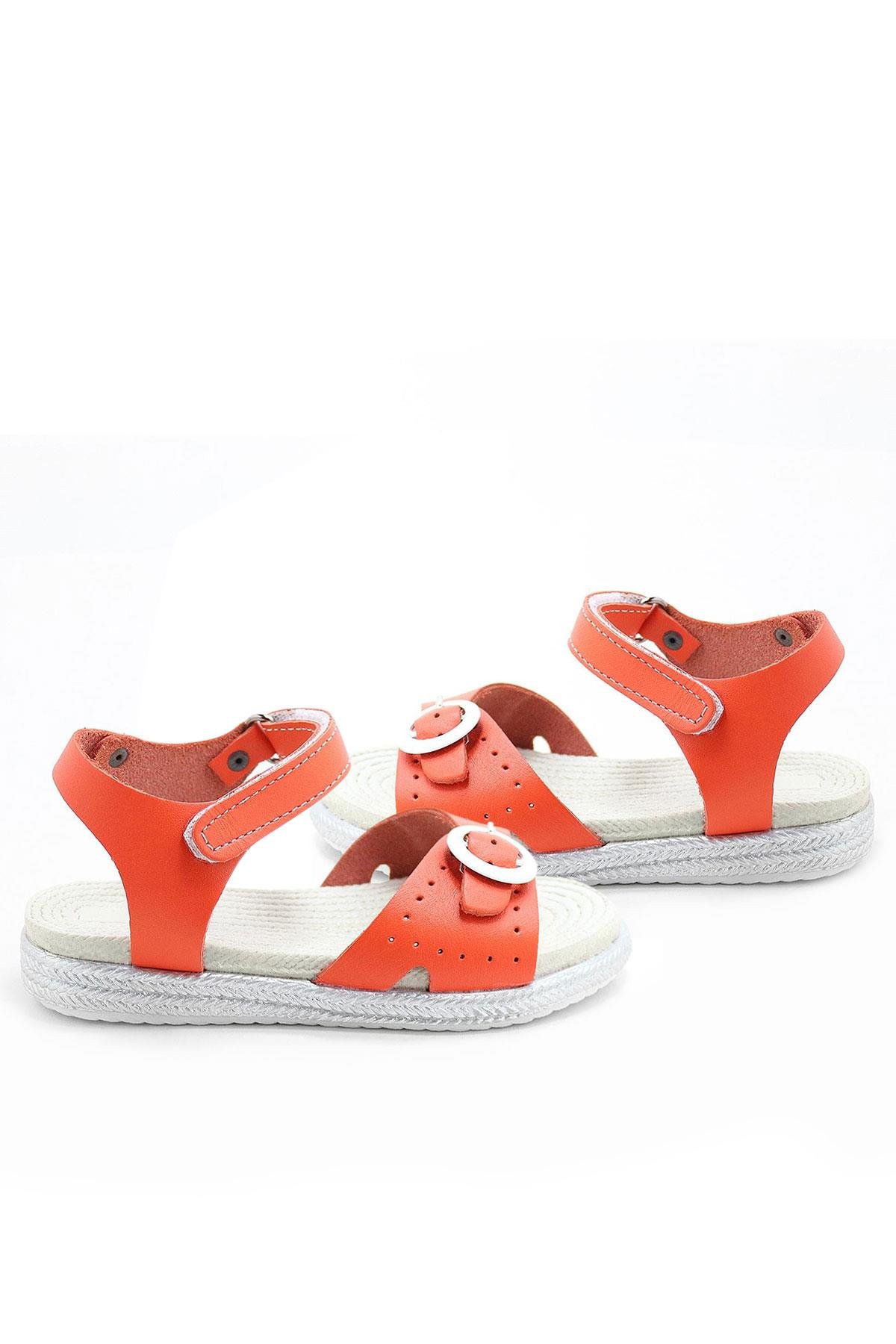 Artico Cariny Hakiki Deri Turuncu Kız Bebek Çocuk Sandalet - Görsel 7