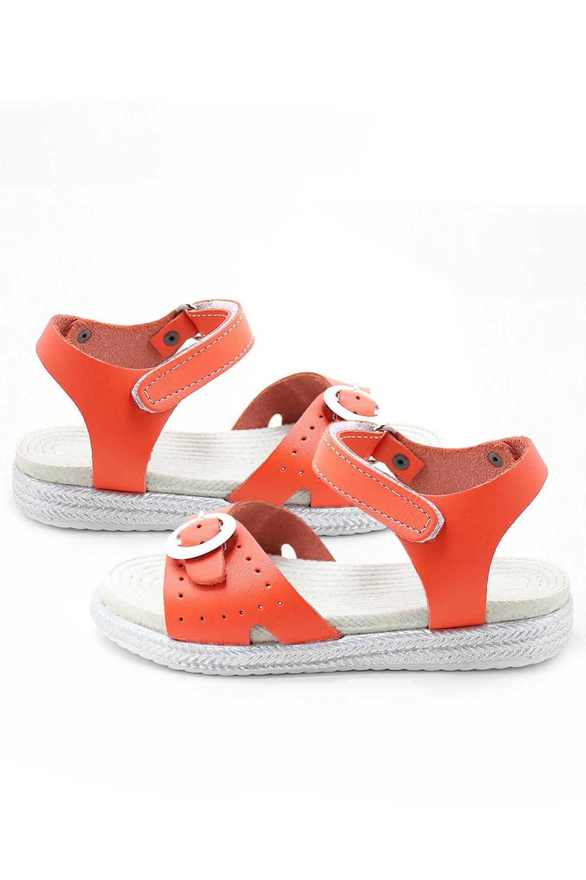 Artico Cariny Hakiki Deri Turuncu Kız Bebek Çocuk Sandalet - Görsel 8