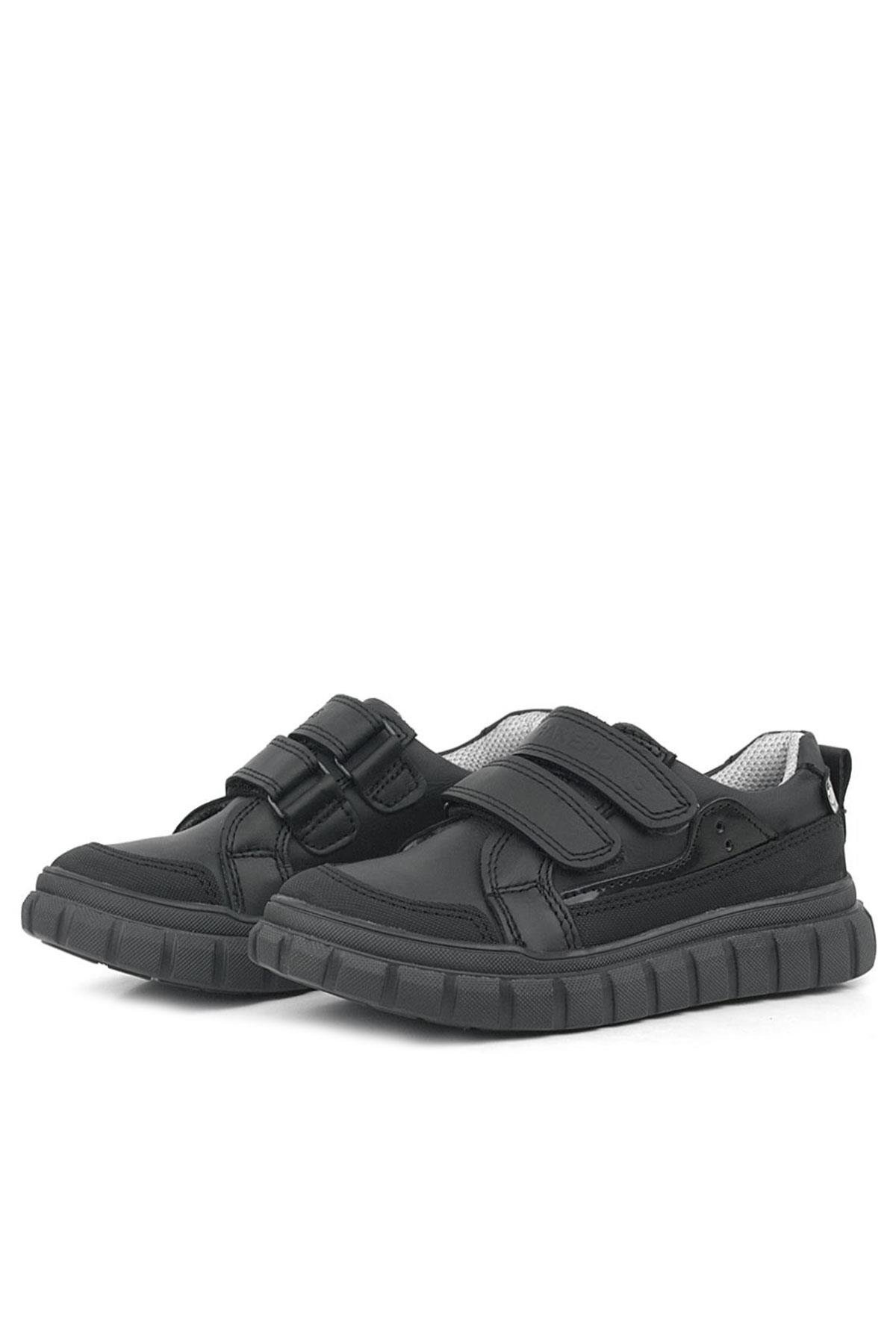 Hakiki Deri Siyah Cırtlı Günlük Spor Çocuk Okul Ayakkabı - Görsel 5
