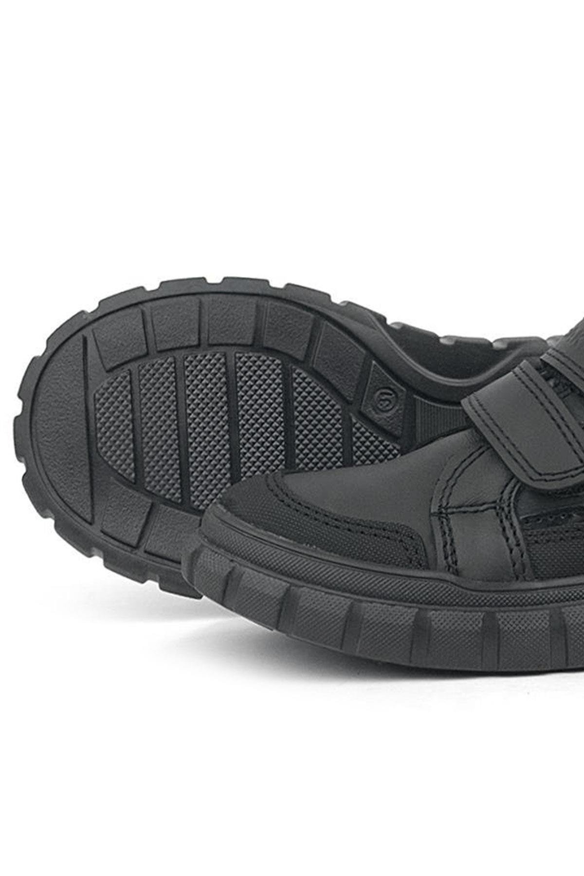 Hakiki Deri Siyah Cırtlı Günlük Spor Çocuk Okul Ayakkabı - Görsel 8