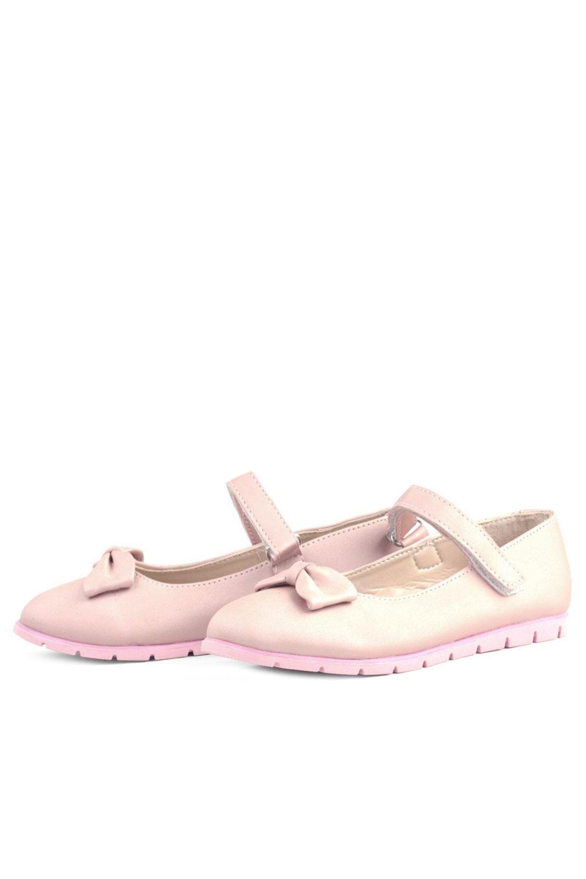 Pudra Fiyonklu Cırtlı Kız Çocuk Babet - Görsel 4