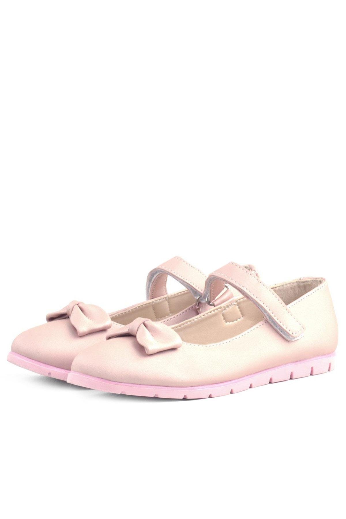 Pudra Fiyonklu Cırtlı Kız Çocuk Babet - Görsel 5