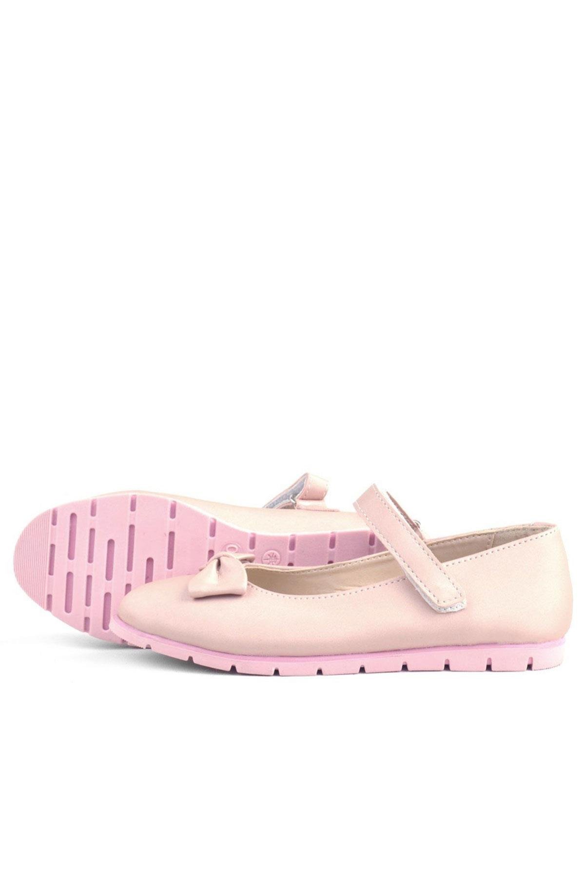 Pudra Fiyonklu Cırtlı Kız Çocuk Babet - Görsel 6