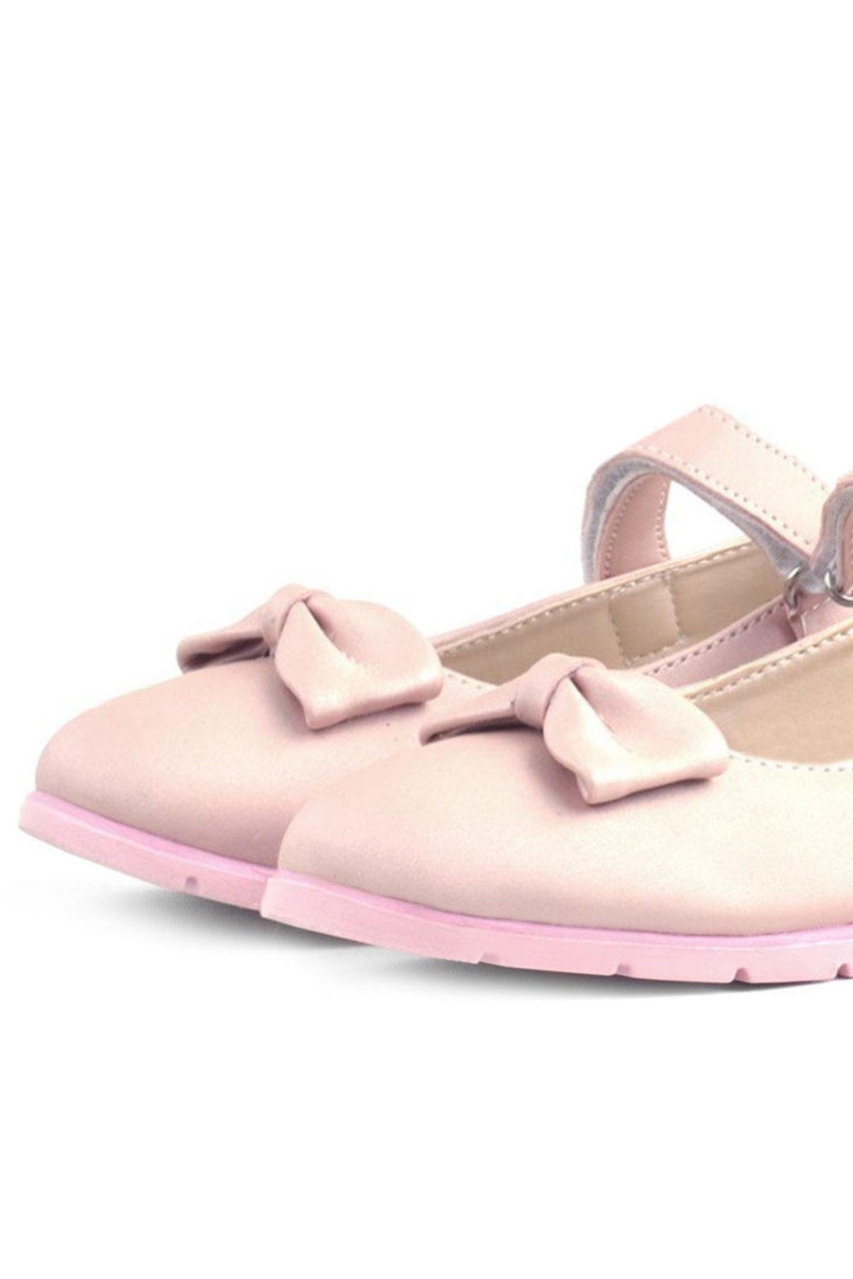 Pudra Fiyonklu Cırtlı Kız Çocuk Babet - Görsel 7