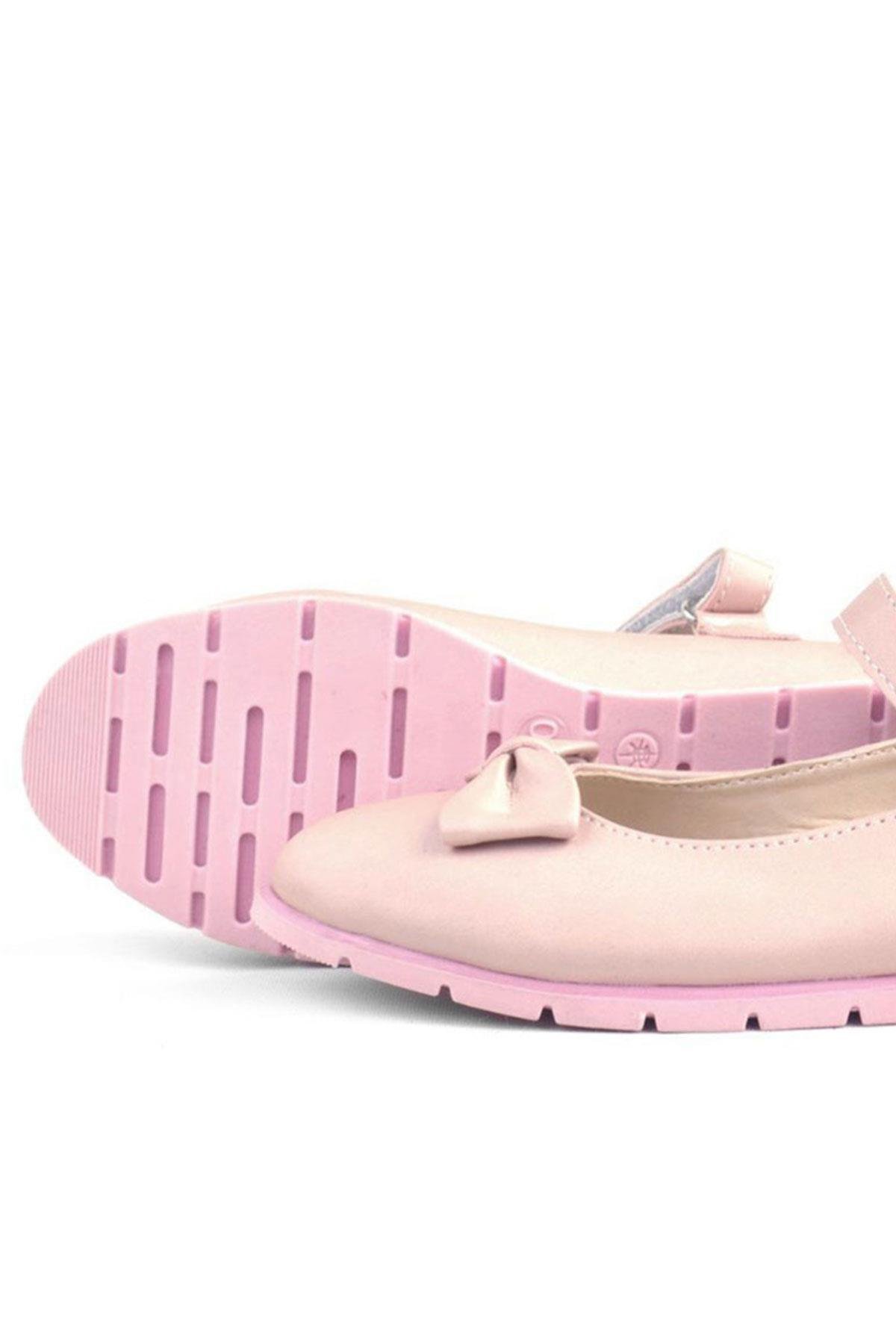 Pudra Fiyonklu Cırtlı Kız Çocuk Babet - Görsel 8