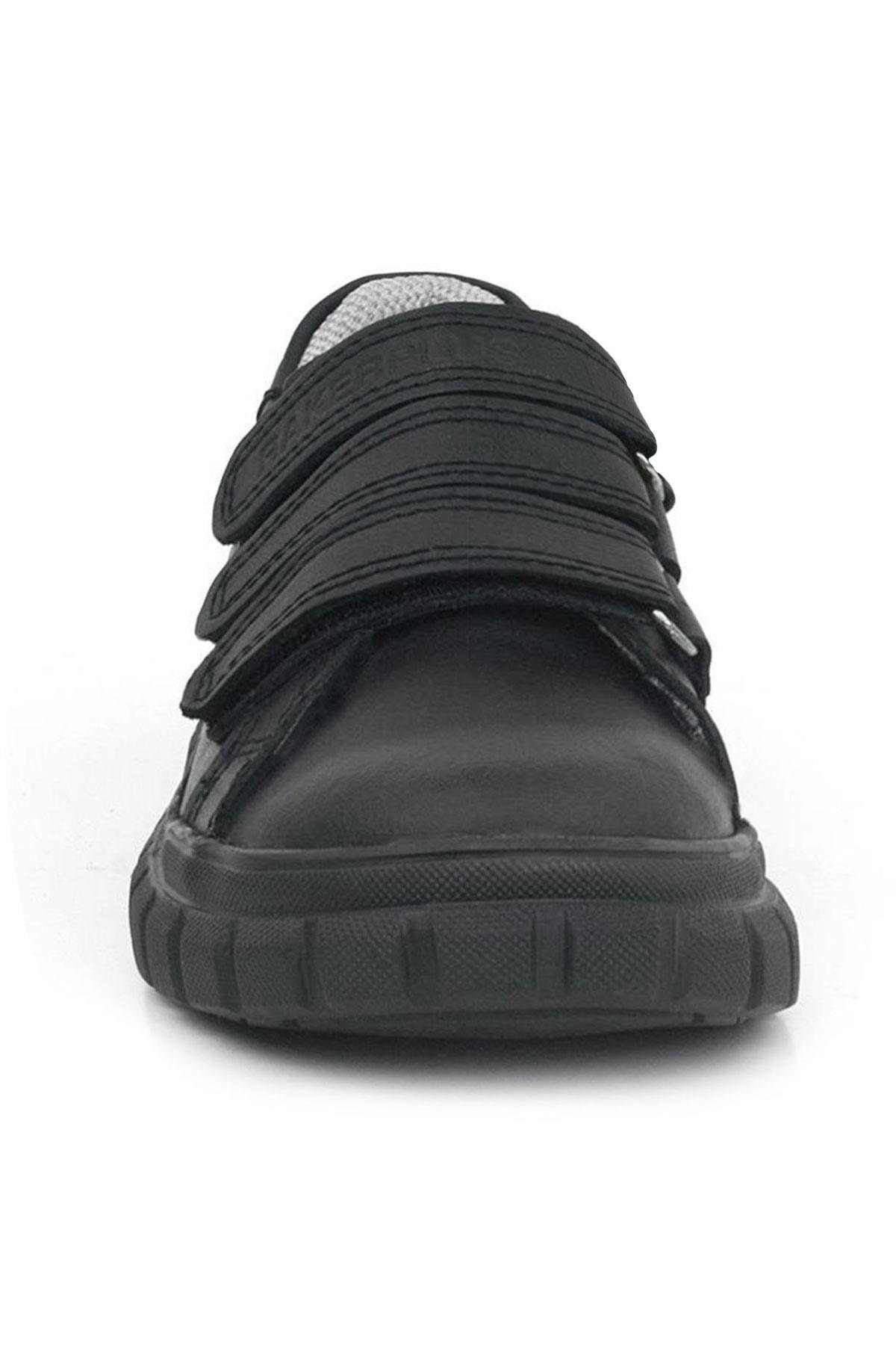 Hakiki Deri Siyah Cırtlı Çocuk Günlük Spor Okul Ayakkabı - Görsel 5