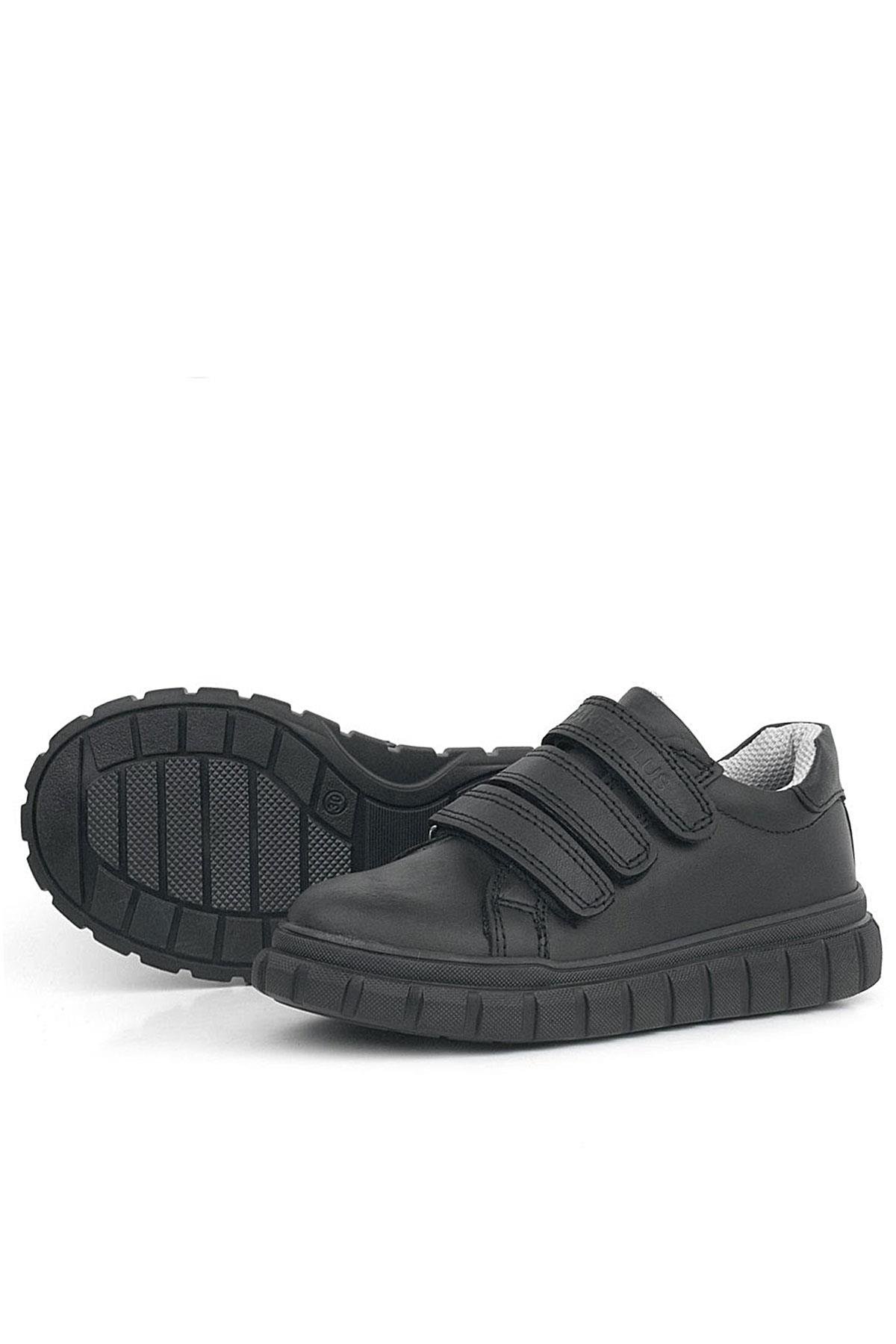 Hakiki Deri Siyah Cırtlı Çocuk Günlük Spor Okul Ayakkabı - Görsel 7