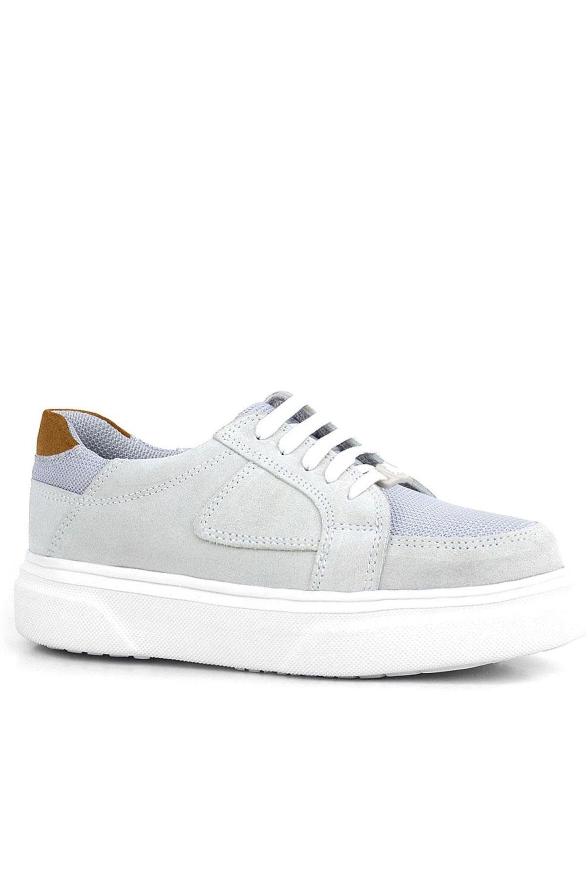 Hakiki Deri Gri Bağcıklı Çocuk Günlük Okul Ayakkabı - Görsel 2