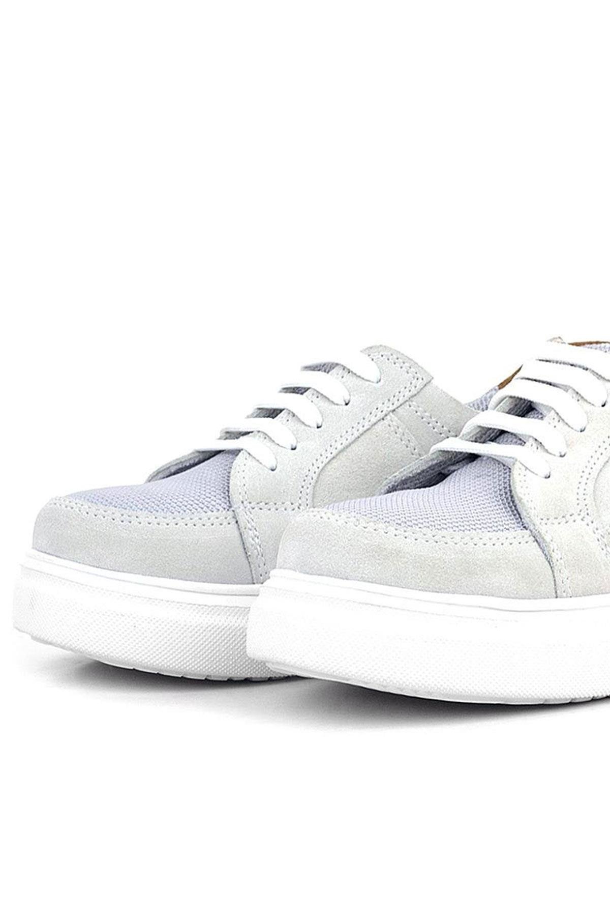Hakiki Deri Gri Bağcıklı Çocuk Günlük Okul Ayakkabı - Görsel 8