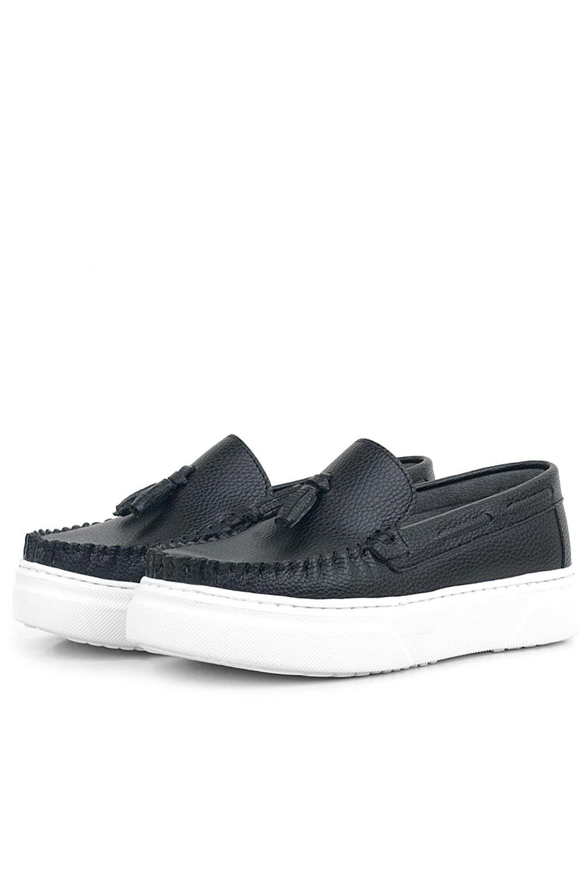 Siyah Cilt Erkek Çocuk Makosen Ayakkabı - Görsel 5