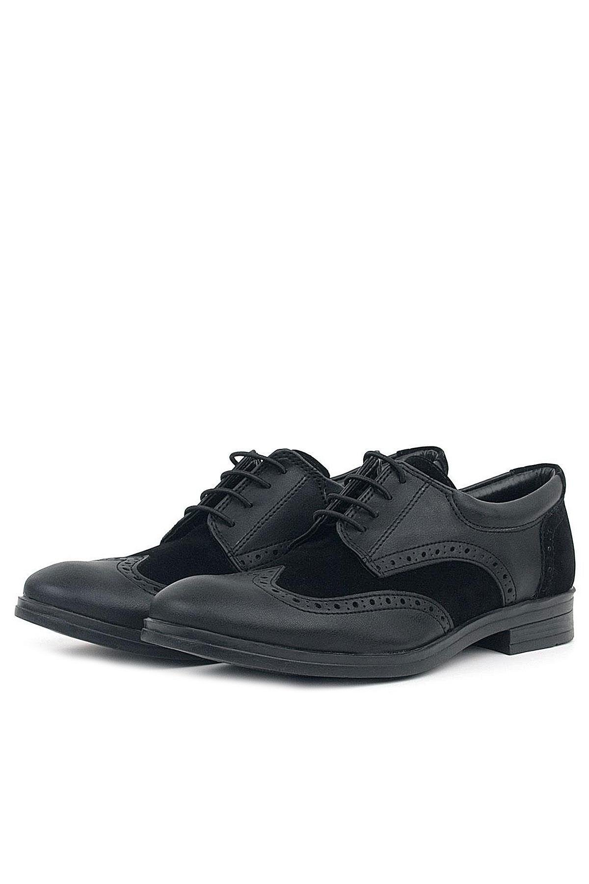 Titan Siyah Mat Bağcıklı Klasik Erkek Genç Ayakkabı - Görsel 5
