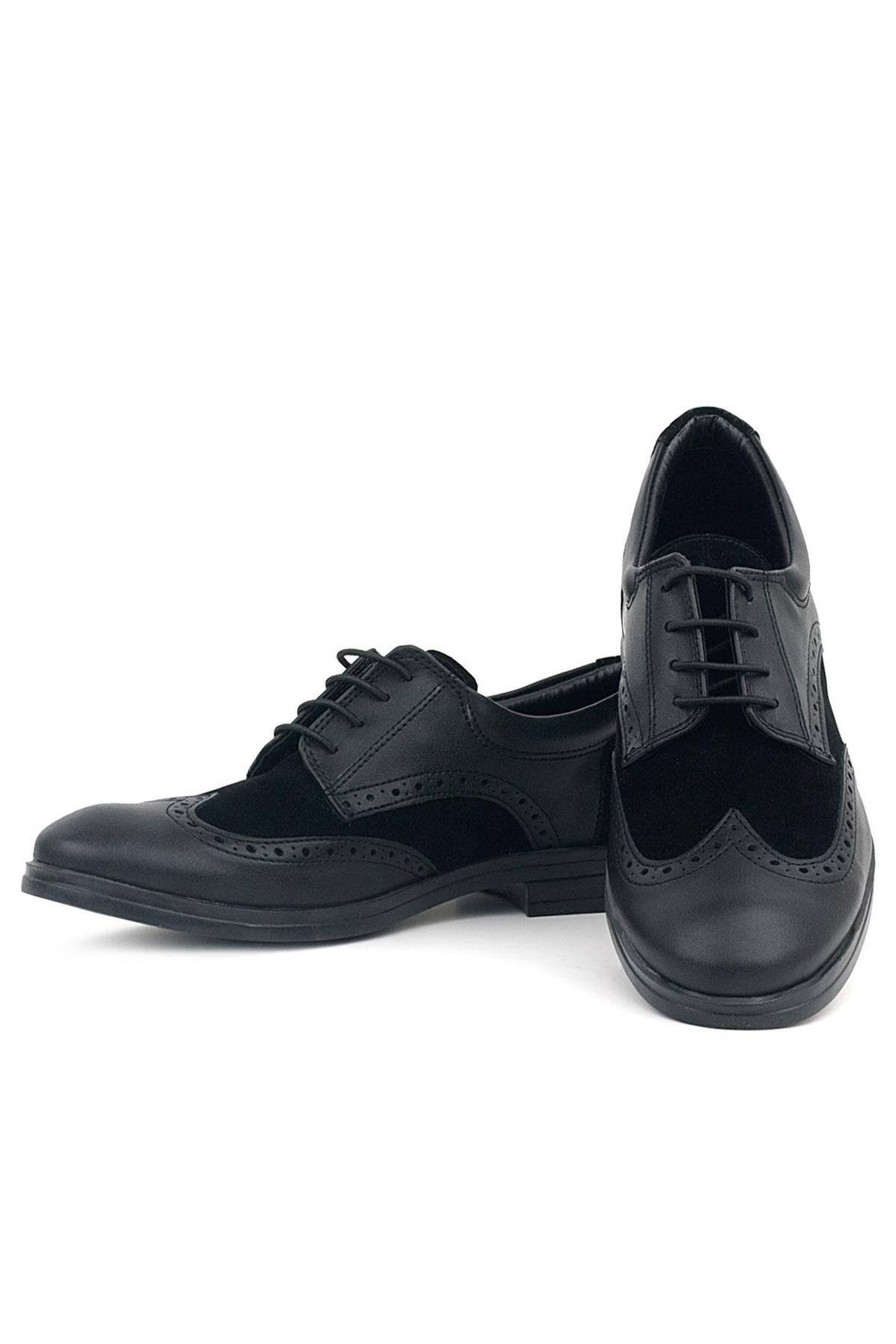 Titan Siyah Mat Bağcıklı Klasik Erkek Genç Ayakkabı - Görsel 7