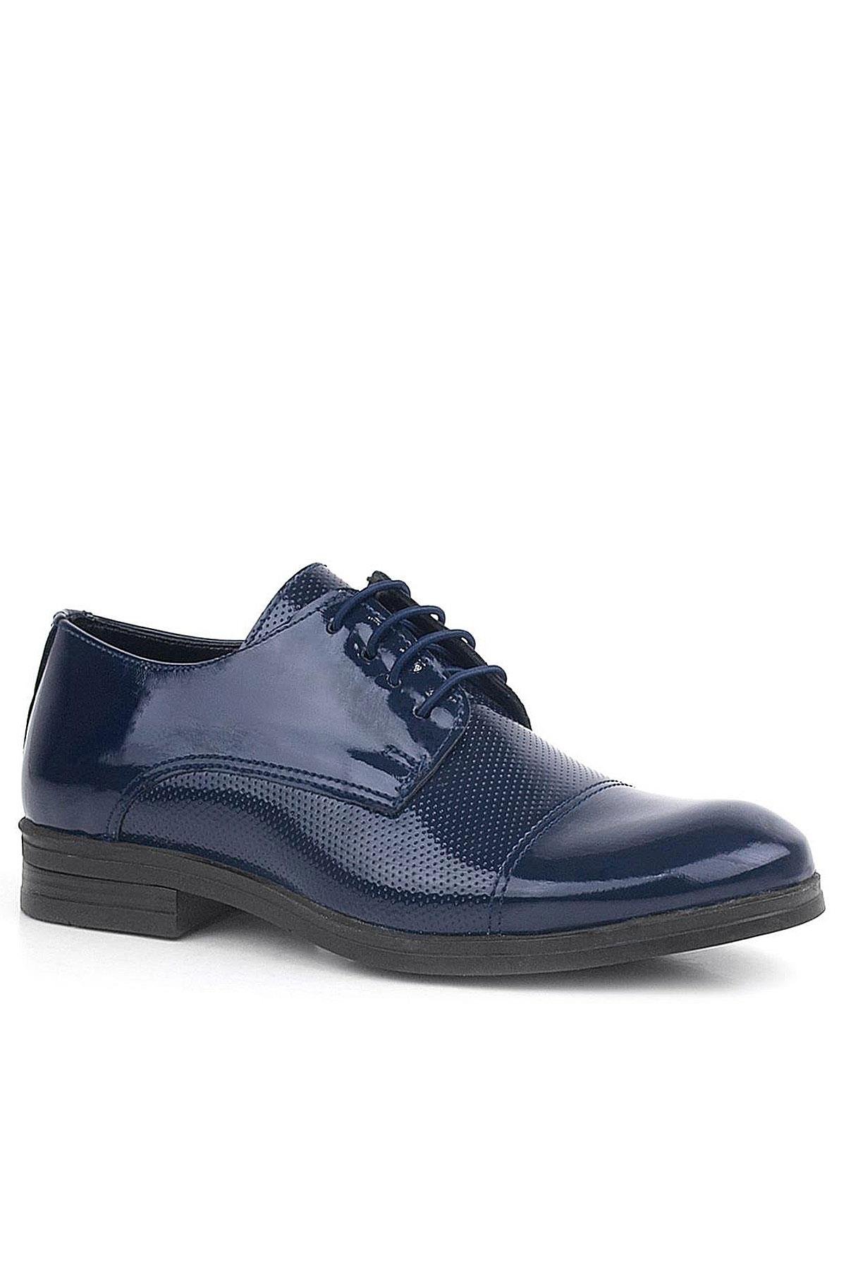 Lacivert Rugan Oxford Bağcıklı Klasik Çocuk Ayakkabı - Görsel 2