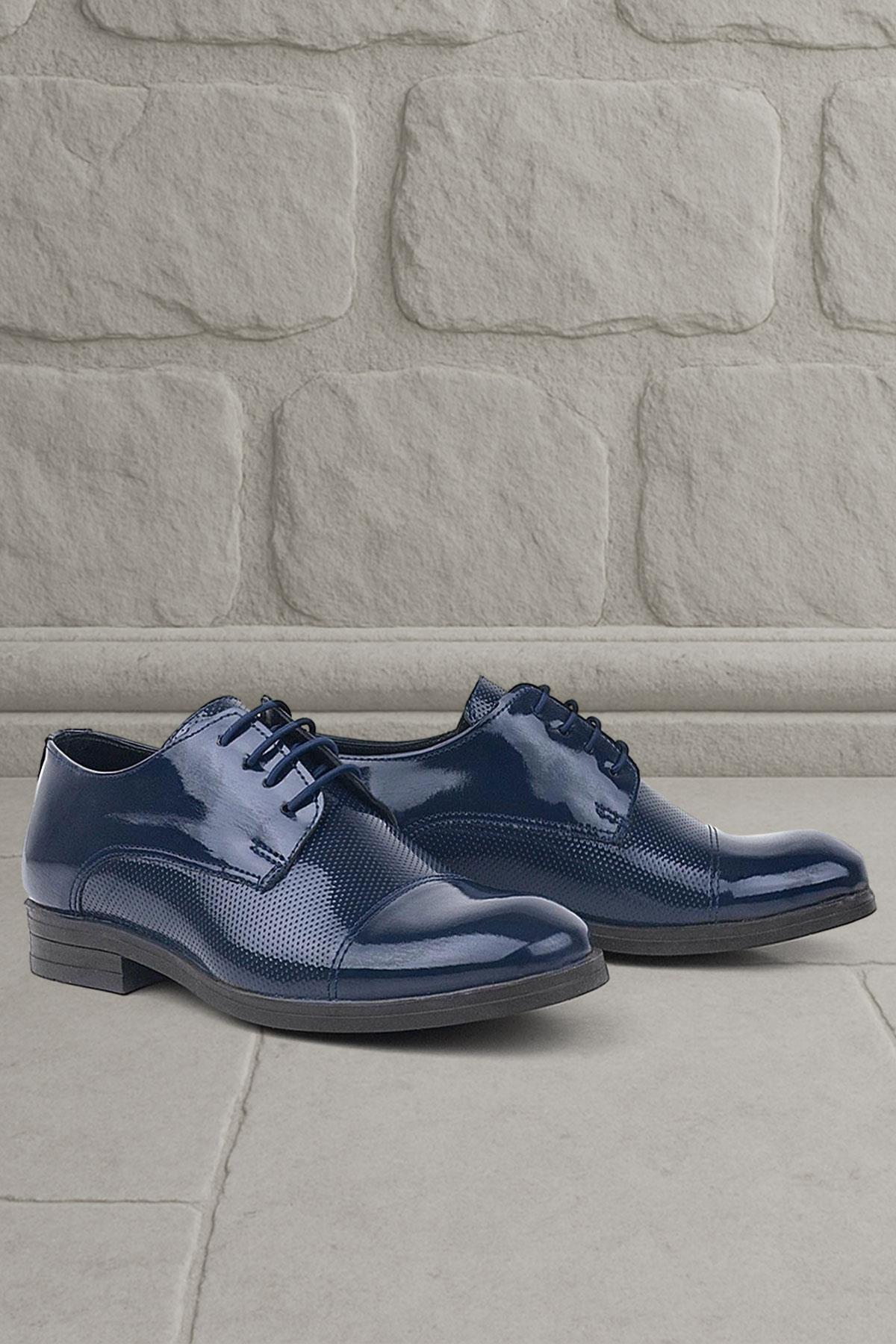 Lacivert Rugan Oxford Bağcıklı Klasik Çocuk Ayakkabı - Görsel 3