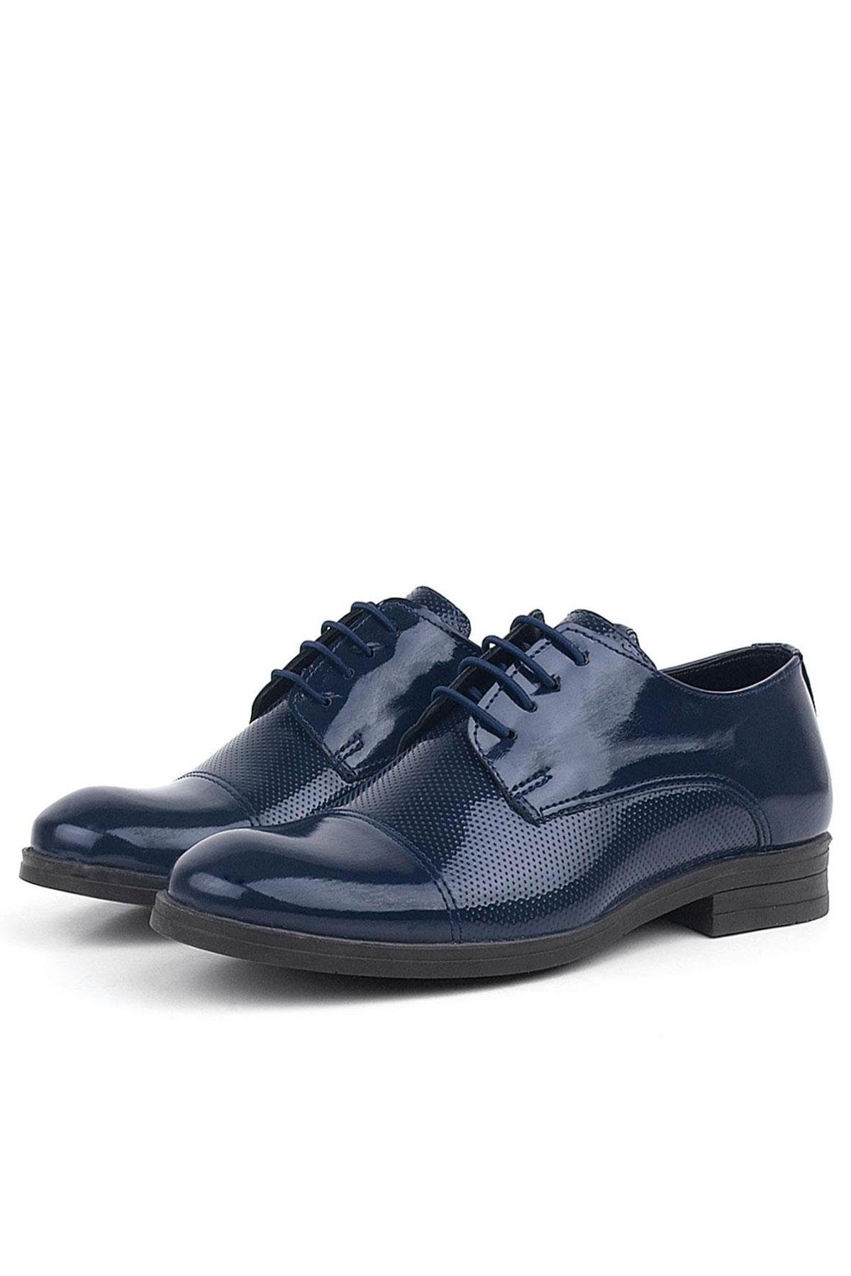 Lacivert Rugan Oxford Bağcıklı Klasik Çocuk Ayakkabı - Görsel 6