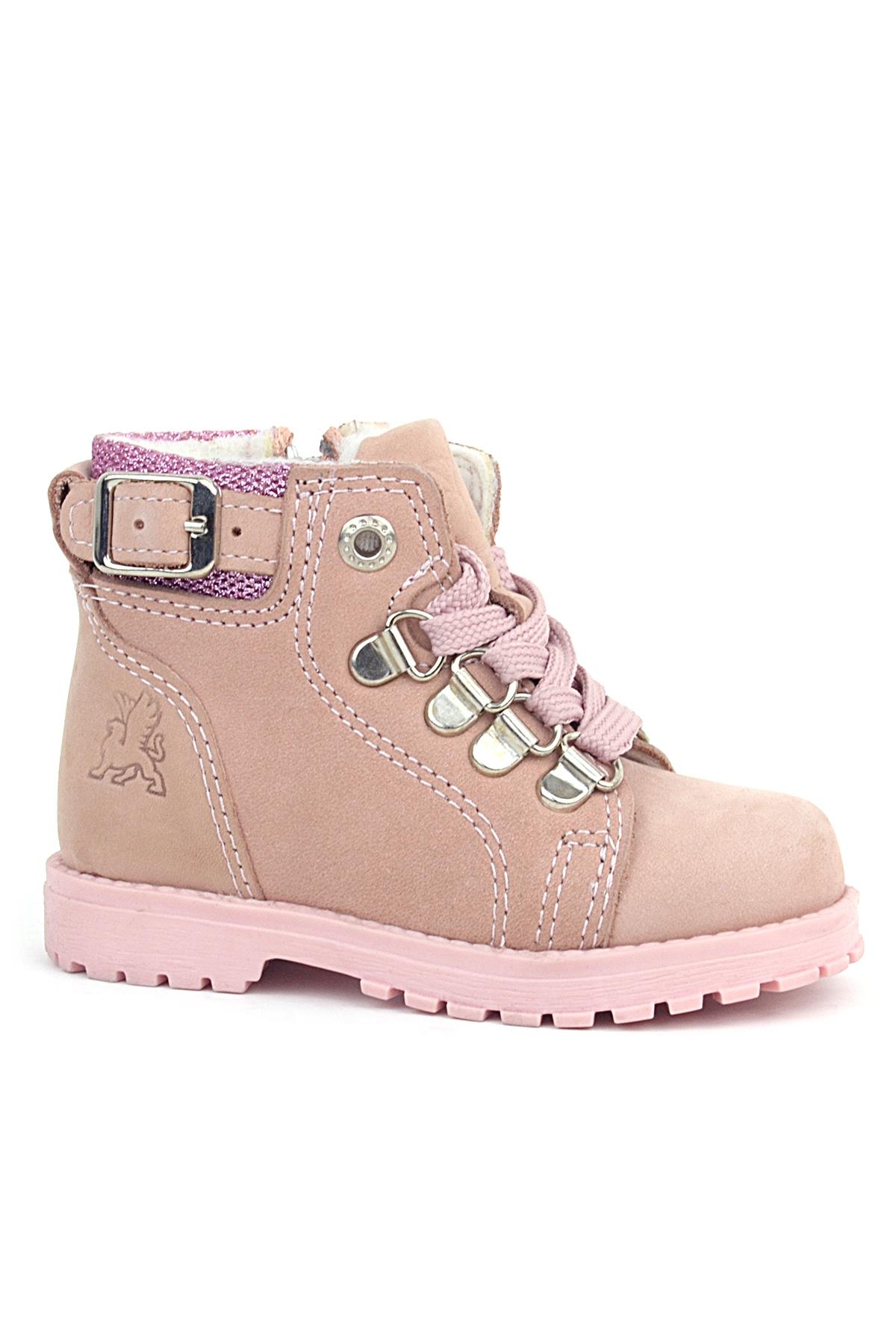 Griffon Hakiki Deri Pembe Simli Fermuarlı Kız Bebek Bot - Görsel 2