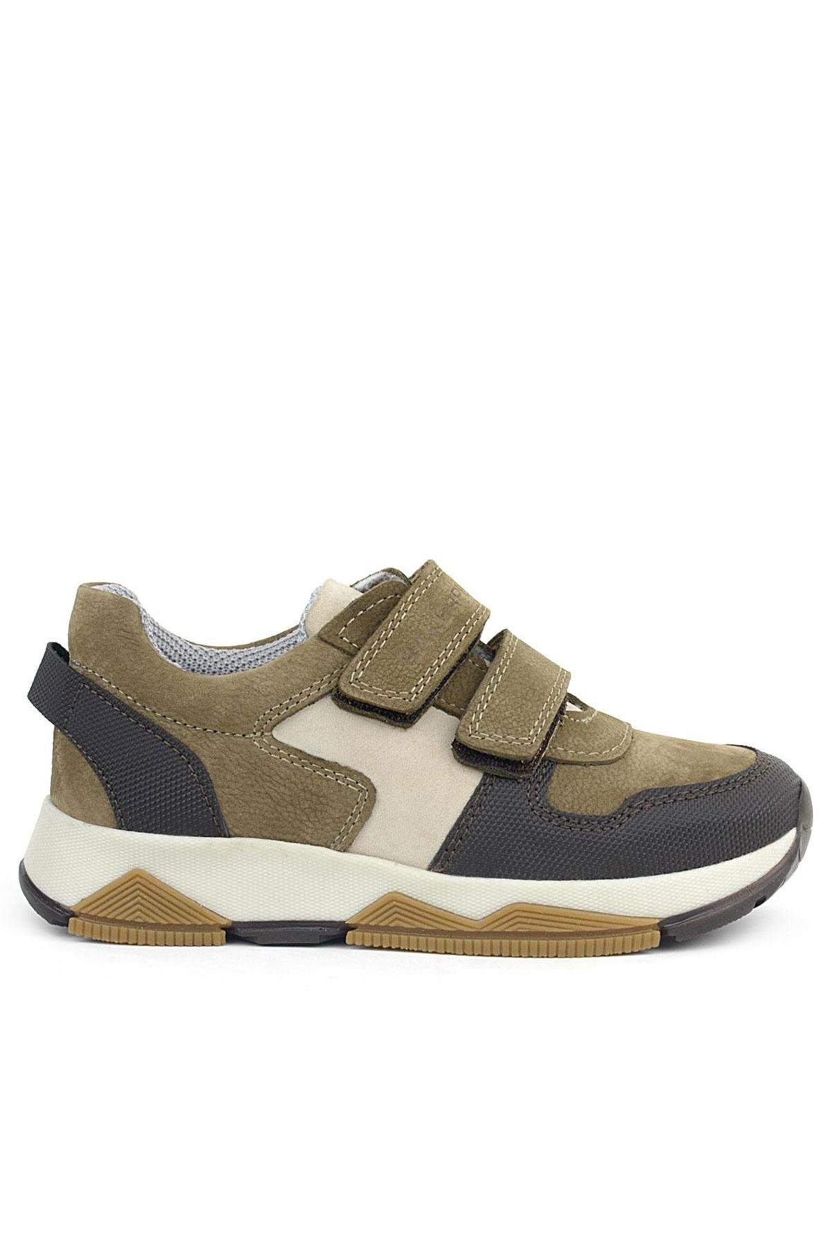 Hakiki Deri Vizon Kahve Çocuk Cırtlı Sneakers Spor Ayakkabı - Görsel 4