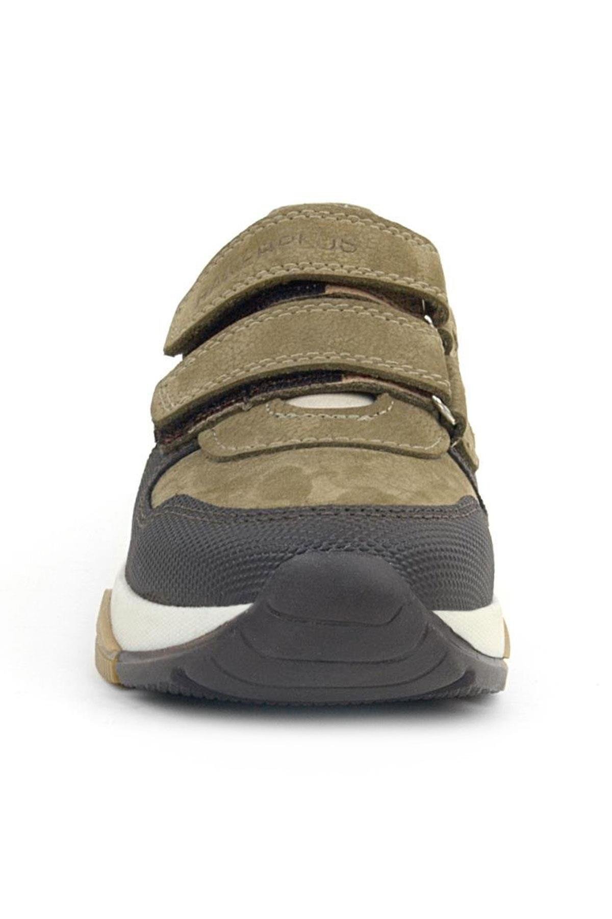 Hakiki Deri Vizon Kahve Çocuk Cırtlı Sneakers Spor Ayakkabı - Görsel 5