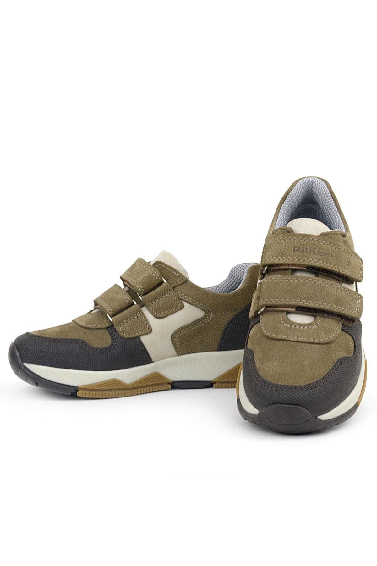 Hakiki Deri Vizon Kahve Çocuk Cırtlı Sneakers Spor Ayakkabı - Görsel 8