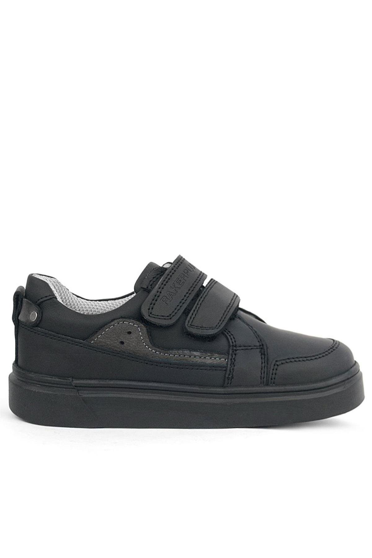 Siyah Hakiki Deri Cırtlı Erkek Çocuk Sneaker Ayakkabı - Görsel 3