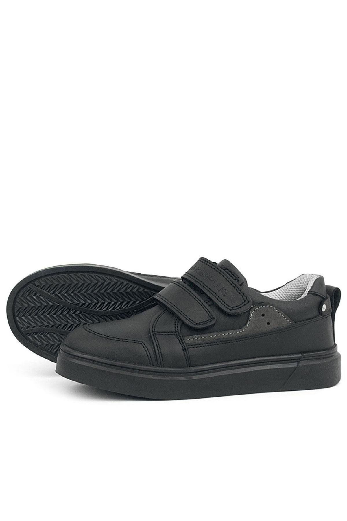 Siyah Hakiki Deri Cırtlı Erkek Çocuk Sneaker Ayakkabı - Görsel 6