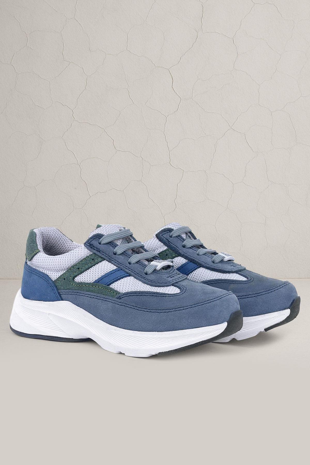 Hakiki Deri Anatomik Mavi Bağcıklı Hafif Çocuk Spor Ayakkabı - Görsel 3