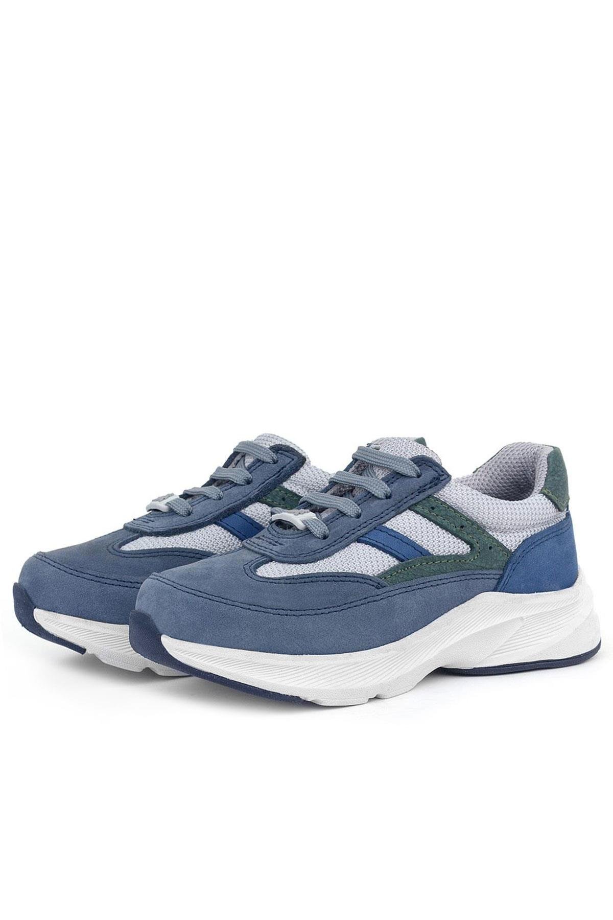 Hakiki Deri Anatomik Mavi Bağcıklı Hafif Çocuk Spor Ayakkabı - Görsel 6