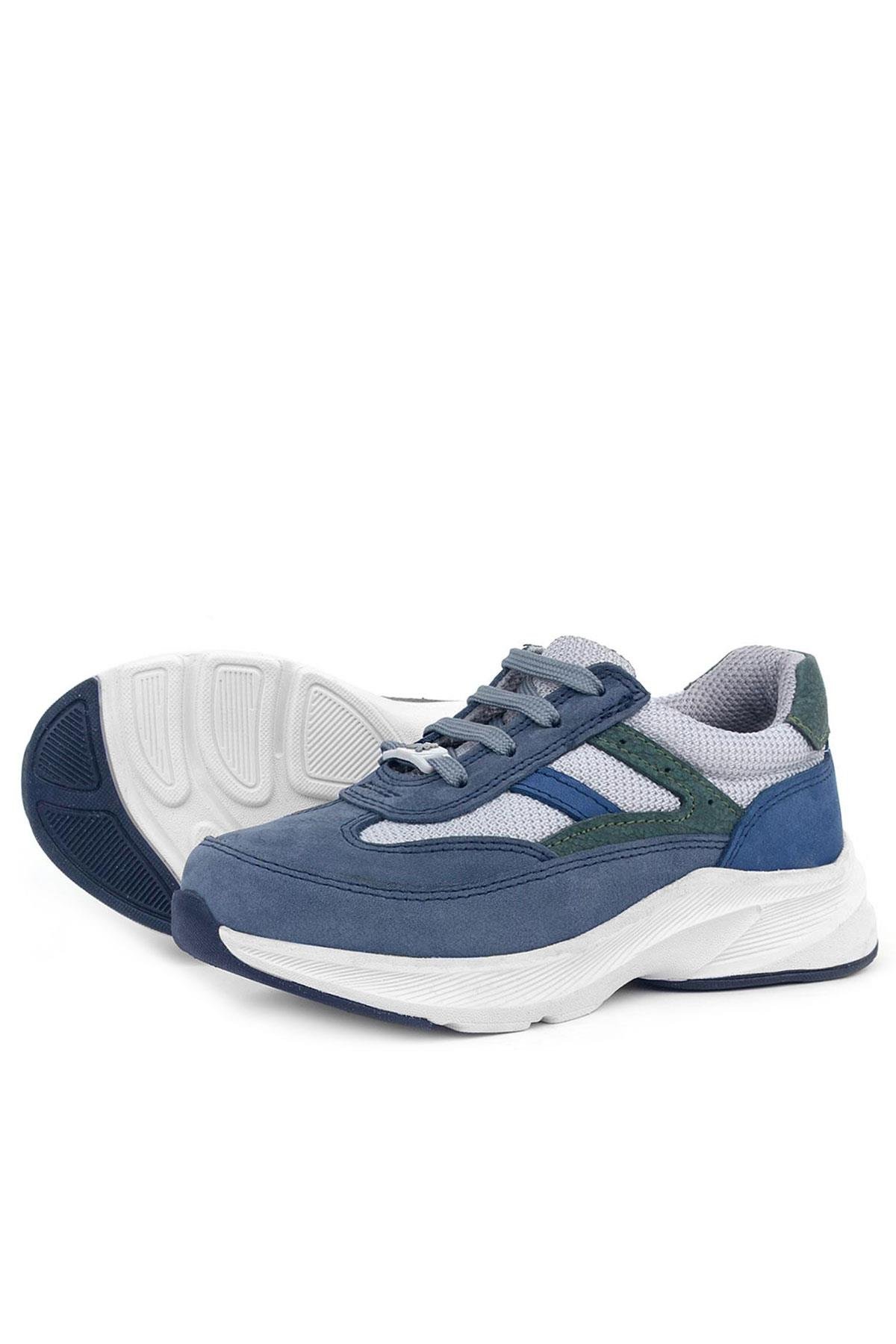 Hakiki Deri Anatomik Mavi Bağcıklı Hafif Çocuk Spor Ayakkabı - Görsel 7