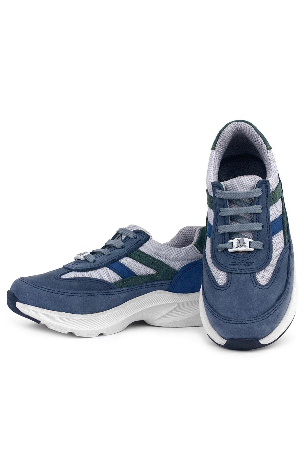 Hakiki Deri Anatomik Mavi Bağcıklı Hafif Çocuk Spor Ayakkabı - Görsel 8