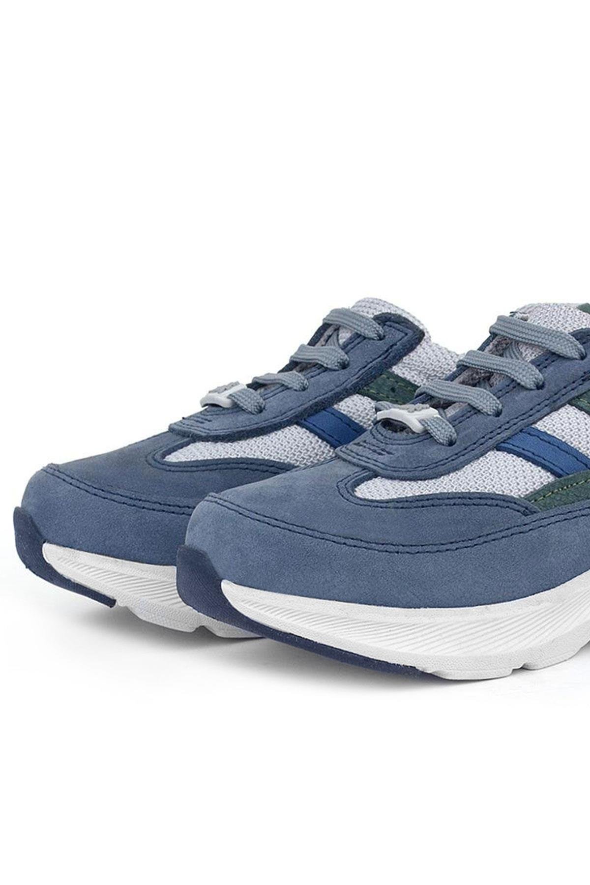 Hakiki Deri Anatomik Mavi Bağcıklı Hafif Çocuk Spor Ayakkabı - Görsel 9
