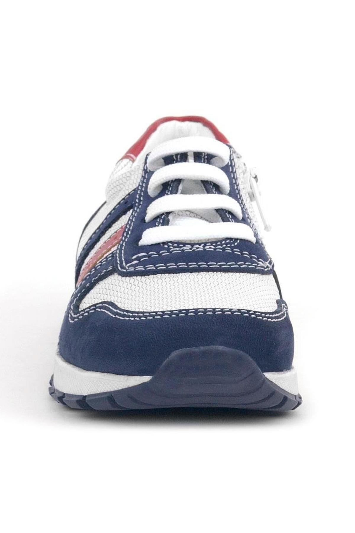 Hakiki Deri Lacivert Beyaz Fermuarlı Çocuk Spor Ayakkabı - Görsel 4