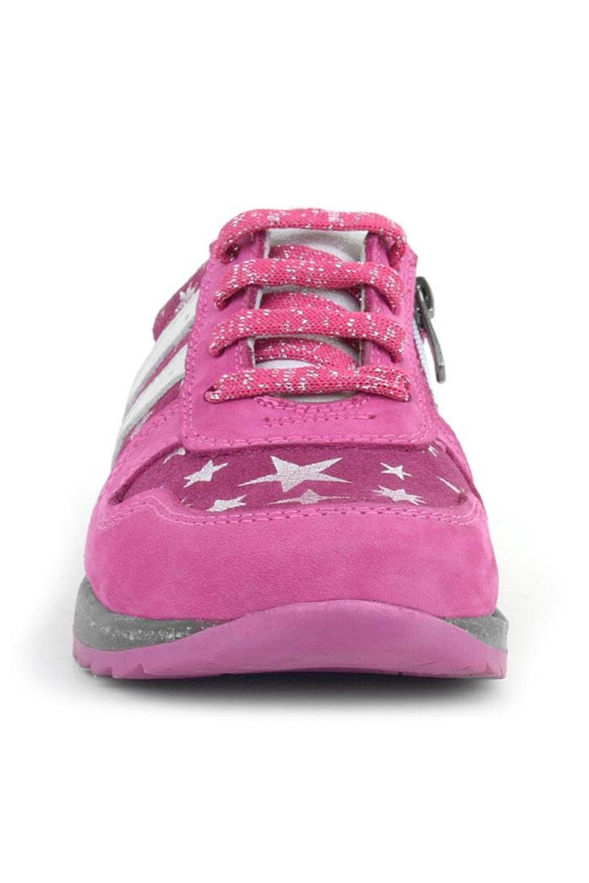Hakiki Deri Fuşya Simli Tabanlı Kız Çocuk Spor Ayakkabı - Görsel 4
