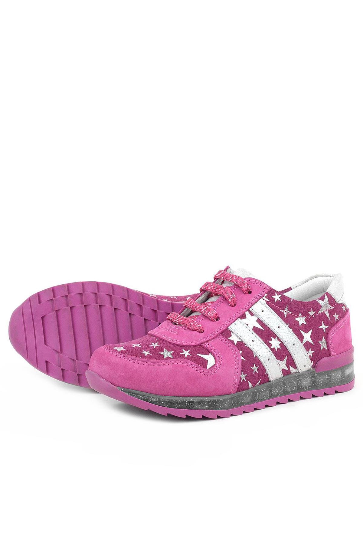 Hakiki Deri Fuşya Simli Tabanlı Kız Çocuk Spor Ayakkabı - Görsel 7