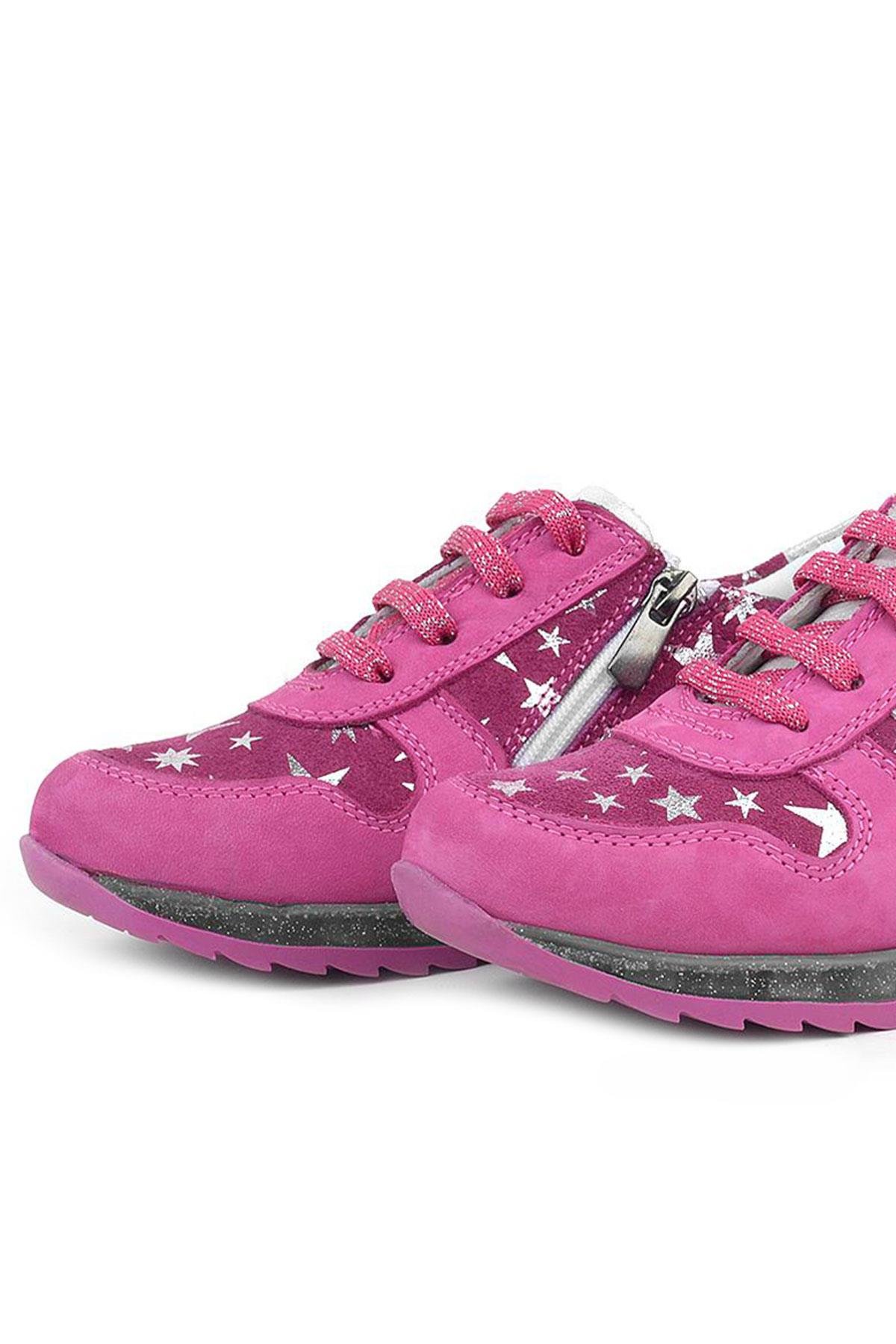 Hakiki Deri Fuşya Simli Tabanlı Kız Çocuk Spor Ayakkabı - Görsel 8